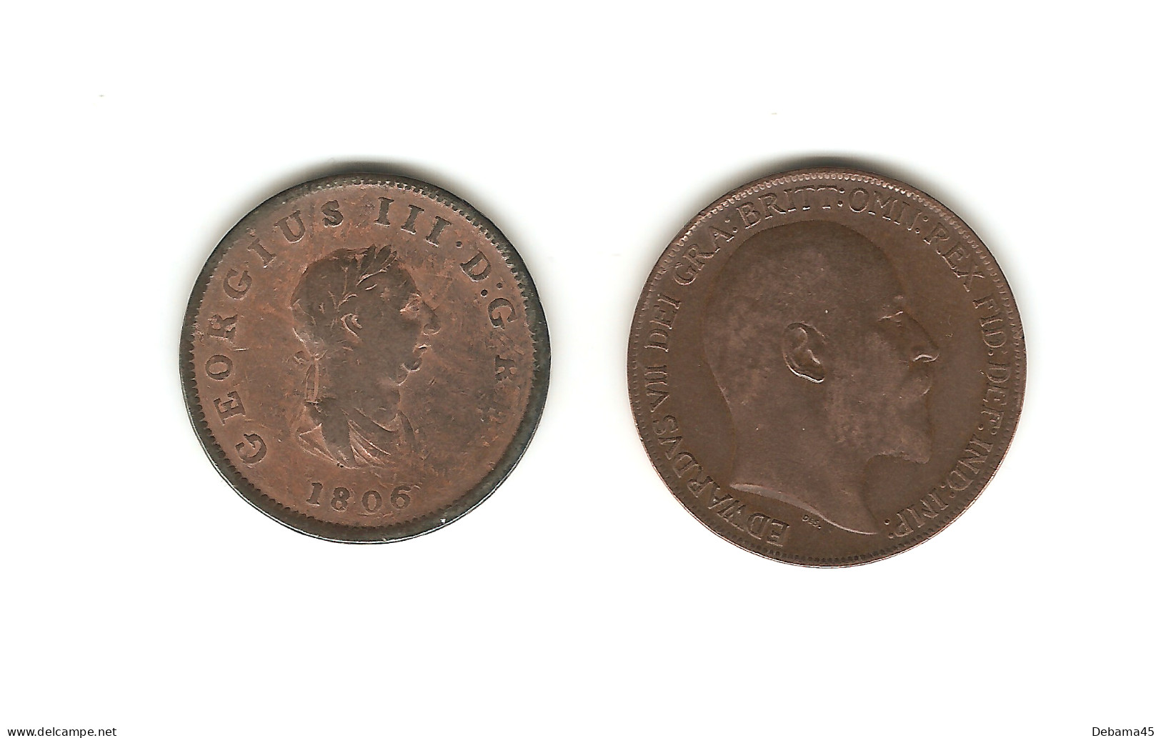 217/ Grande-Bretagne : 1/2 Penny Georges III 1806 - 1 Penny Edouard VII 1908 - Altri & Non Classificati