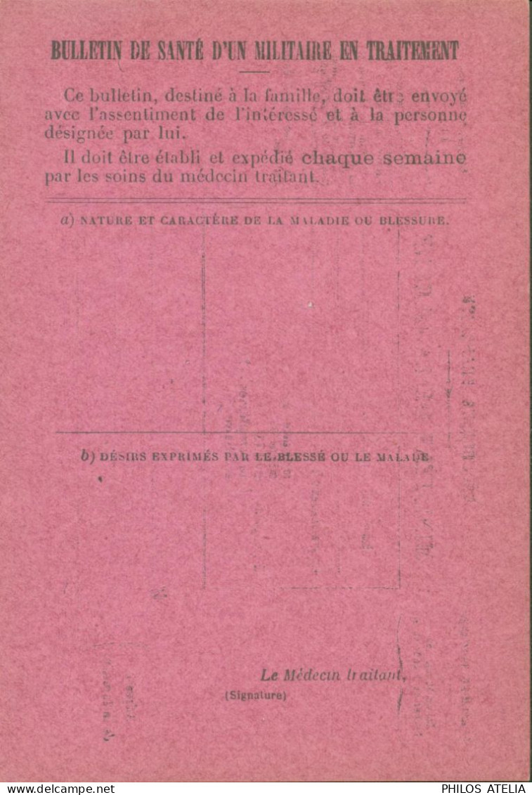 Guerre 14 CP FM Ministère De La Guerre Bulletin De Santé Rose D'un Militaire En Traitement Neuve - Guerra De 1914-18