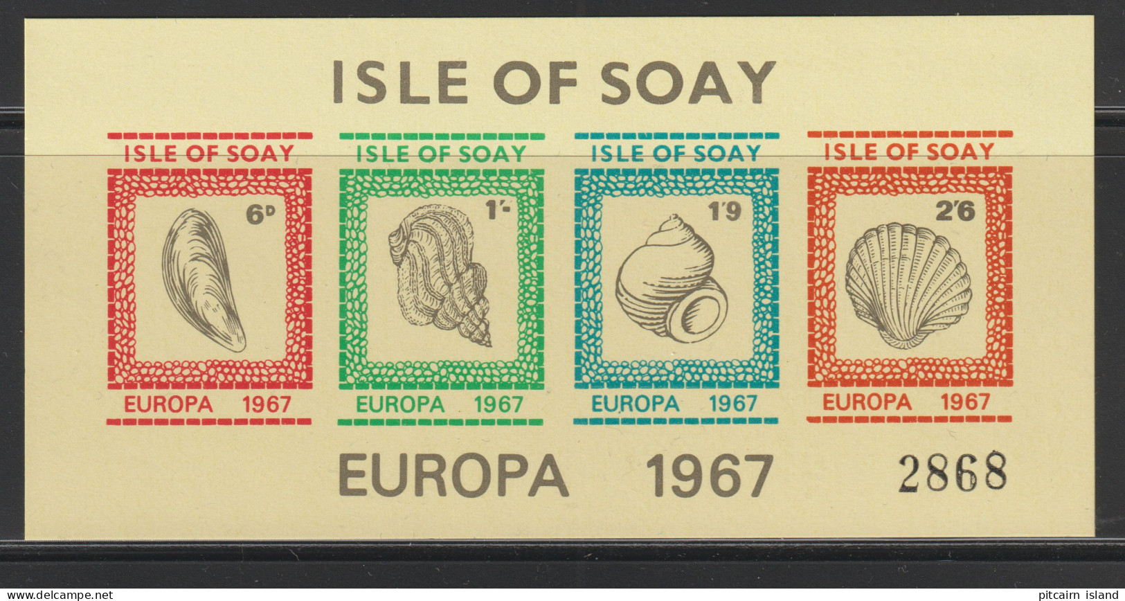 GB  Soay Island Of Scottland  1967   Nr. 46 Block  Europa    MNH  Shells   - Werbemarken, Vignetten