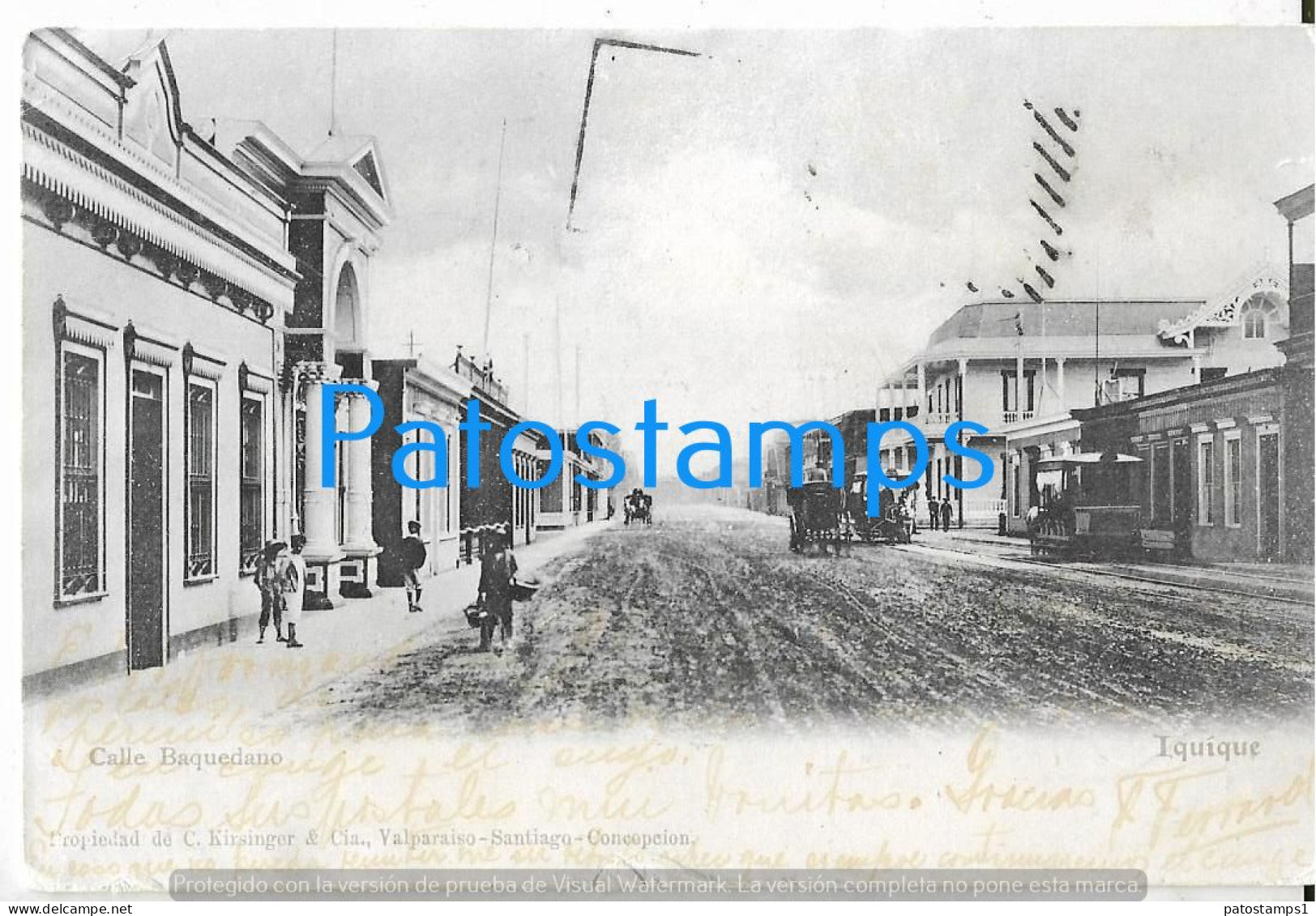 218539 CHILE IQUIQUE STREET CALLE BAQUEDANO TRAMWAY TRANVIA POSTAL POSTCARD - Chili