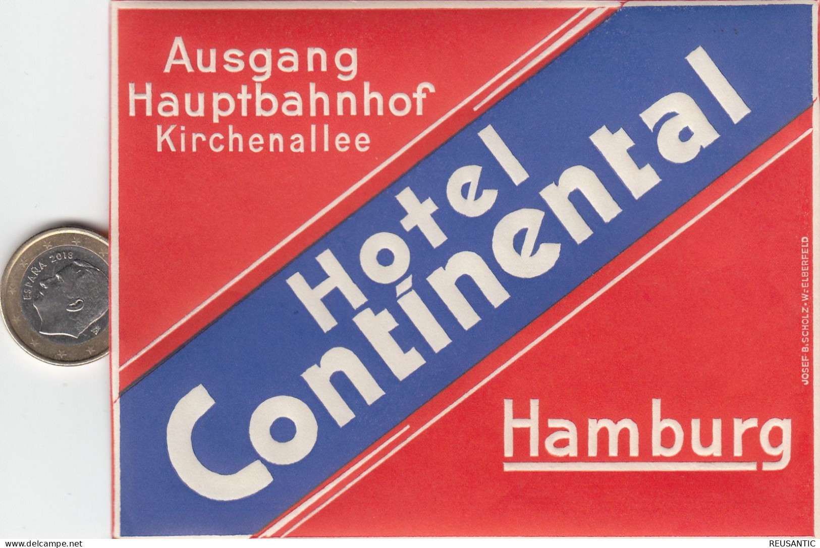 ETIQUETA - STICKER - LUGGAGE LABEL  HOTEL CONTINENTAL    - HAMBURG   ALEMANIA - ALLEMAGNE - DEUTSCHLAND - Etiquetas De Hotel