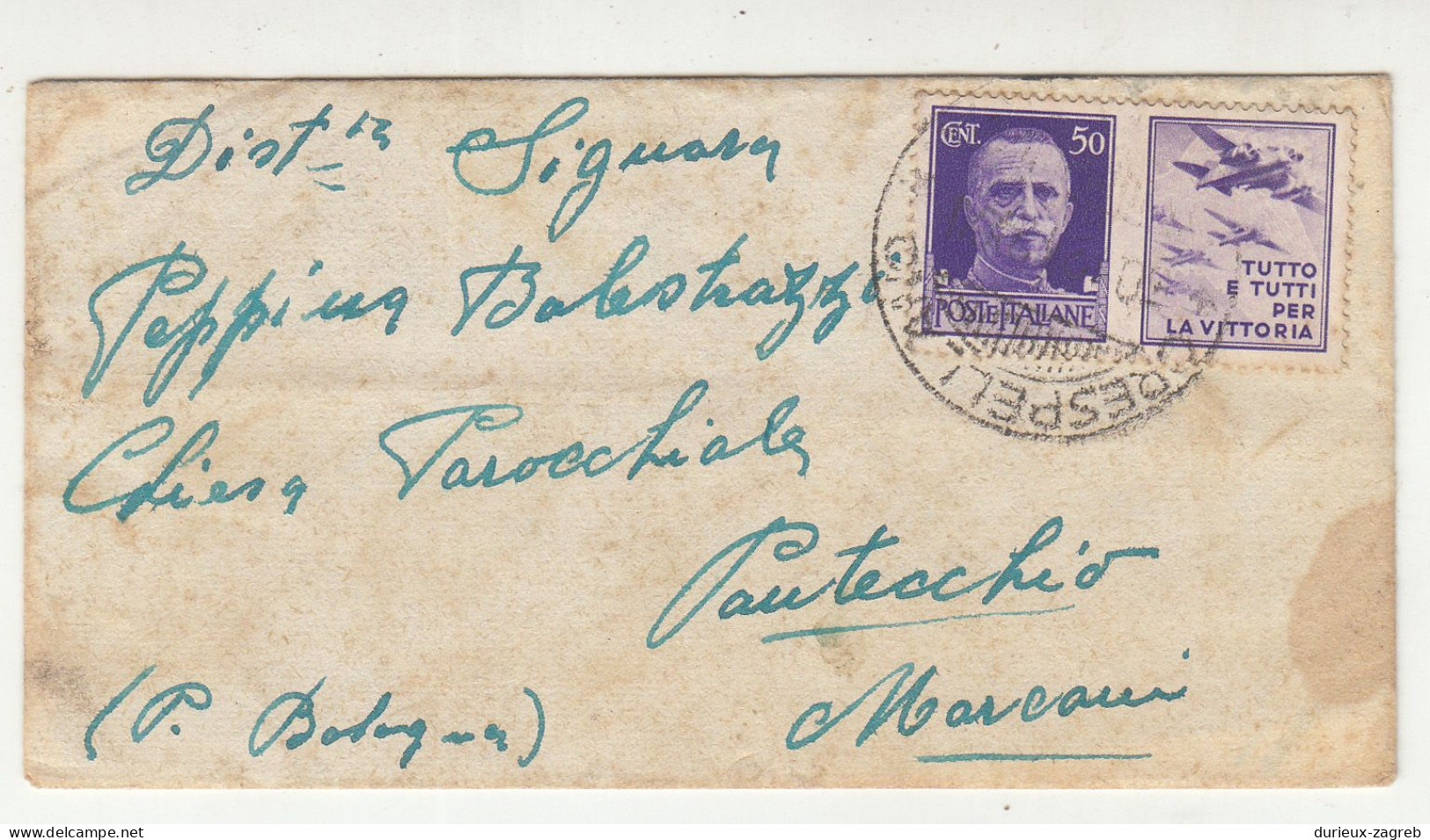 Italy War Propaganda Stamp In Small Letter Cover Posted 194? B231120 - Reclame