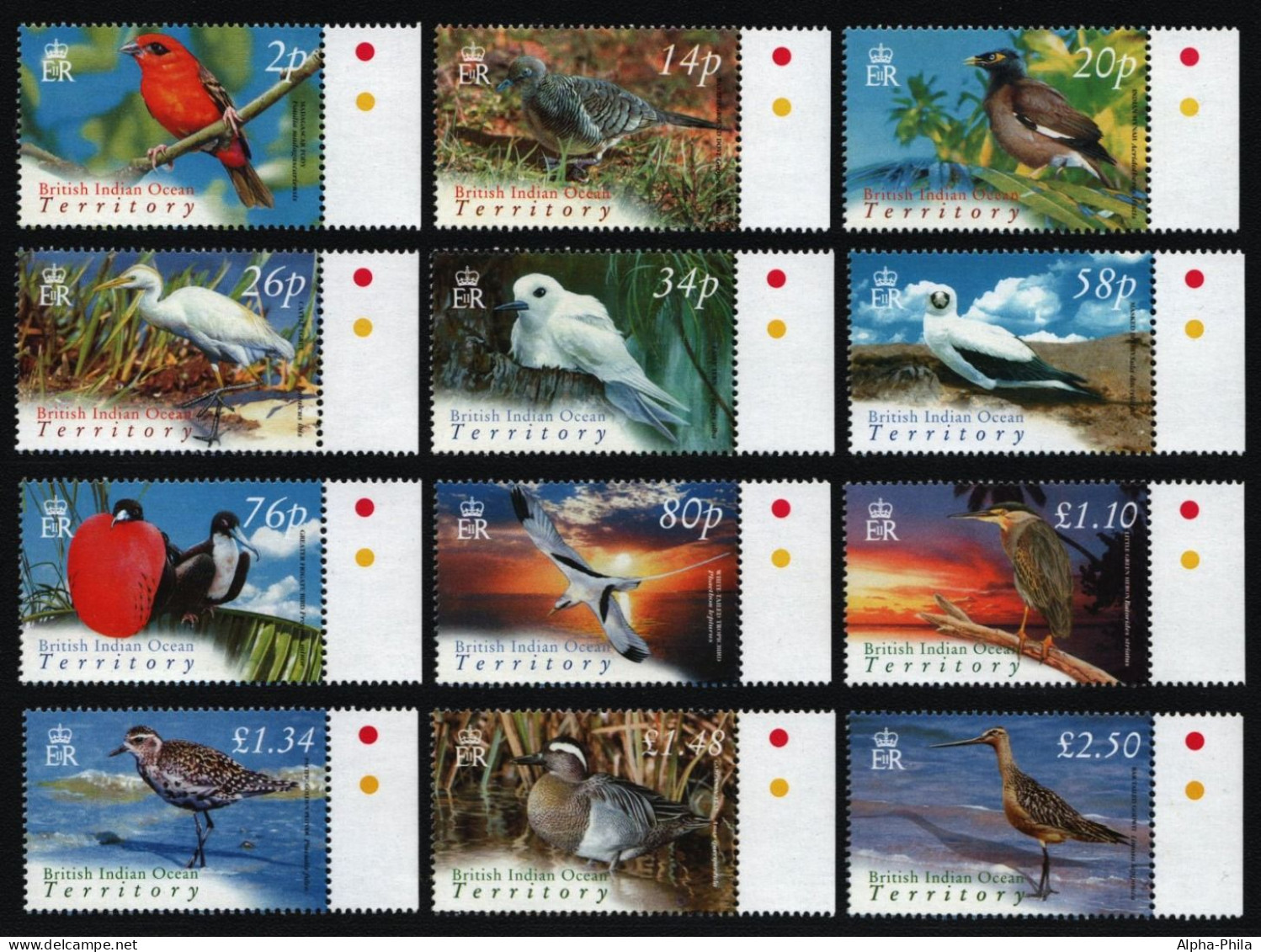 BIOT 2004 - Mi-Nr. 340-351 ** - MNH - Vögel / Birds (I) - British Indian Ocean Territory (BIOT)