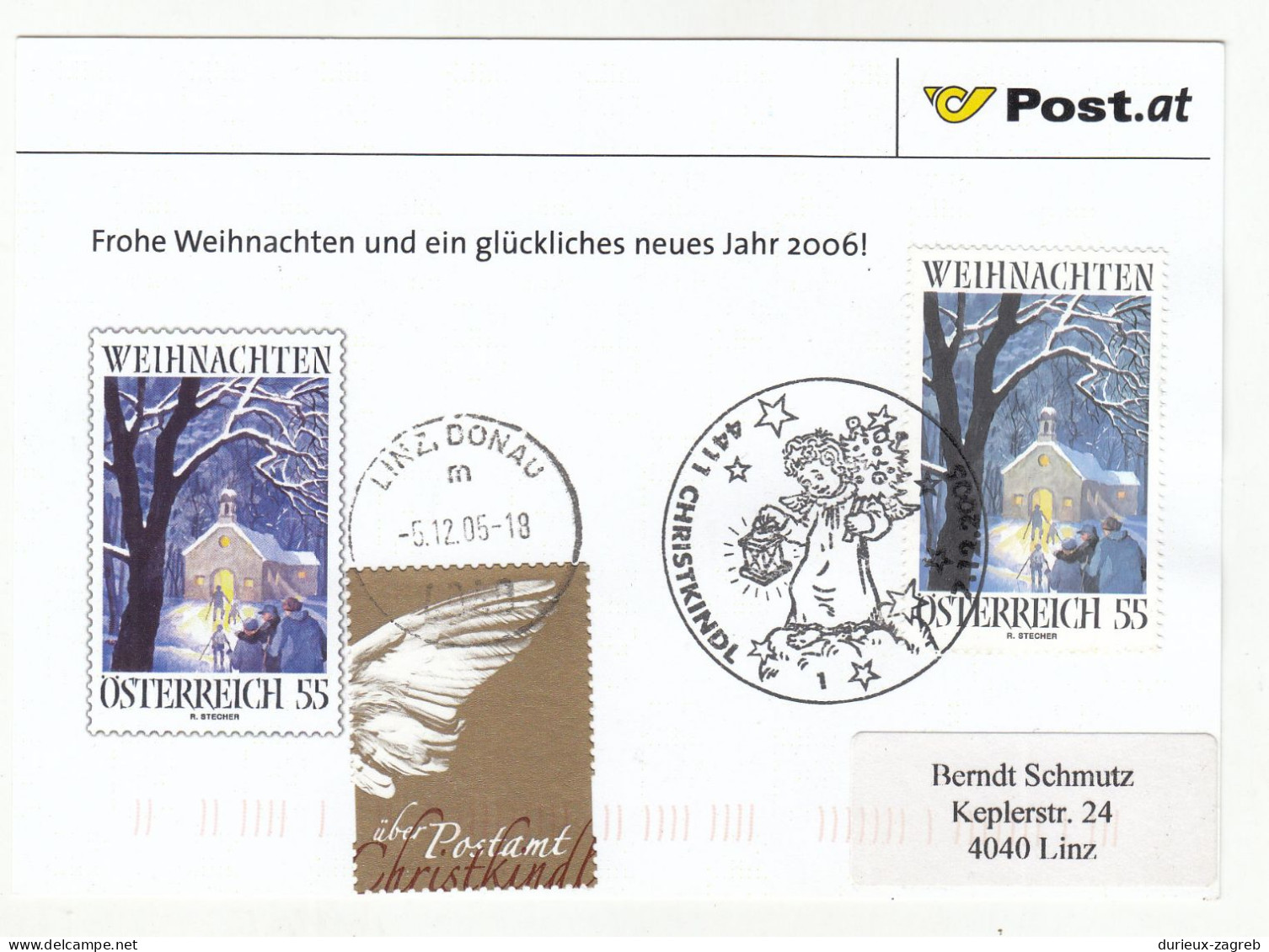 Austria Christkindl 2005 Special Postmark And Sticker On Card B231120 - Lettres & Documents