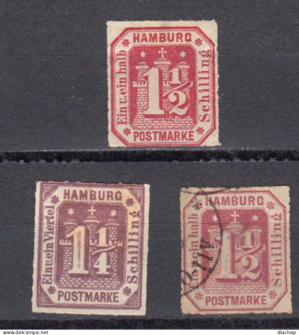 Allemagne Hambourg 1866 Yvert 23 * Et 22 * Neufs Avec Charniere, Et 23 Oblitere - Hamburg