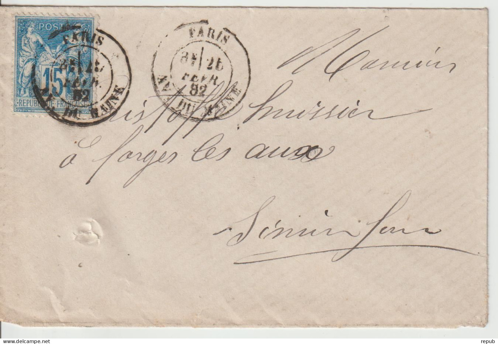 France Lettre 1882 De Paris Av. Du Maine Pour Forges (76) - 1877-1920: Période Semi Moderne