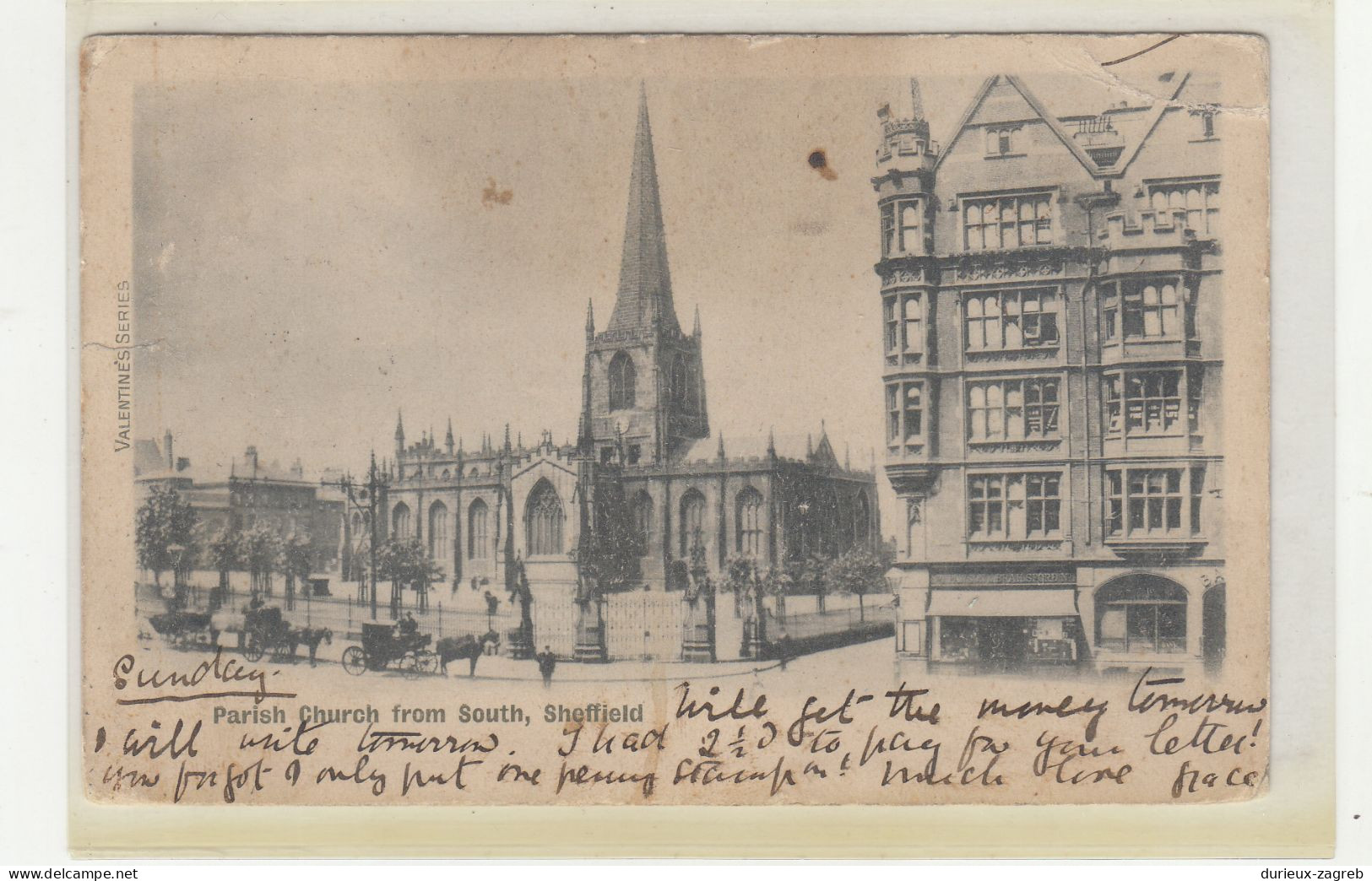 Parish Church From South, Sheffield Old Postcard Posted 1903 To Liegnitz B231120 - Sheffield