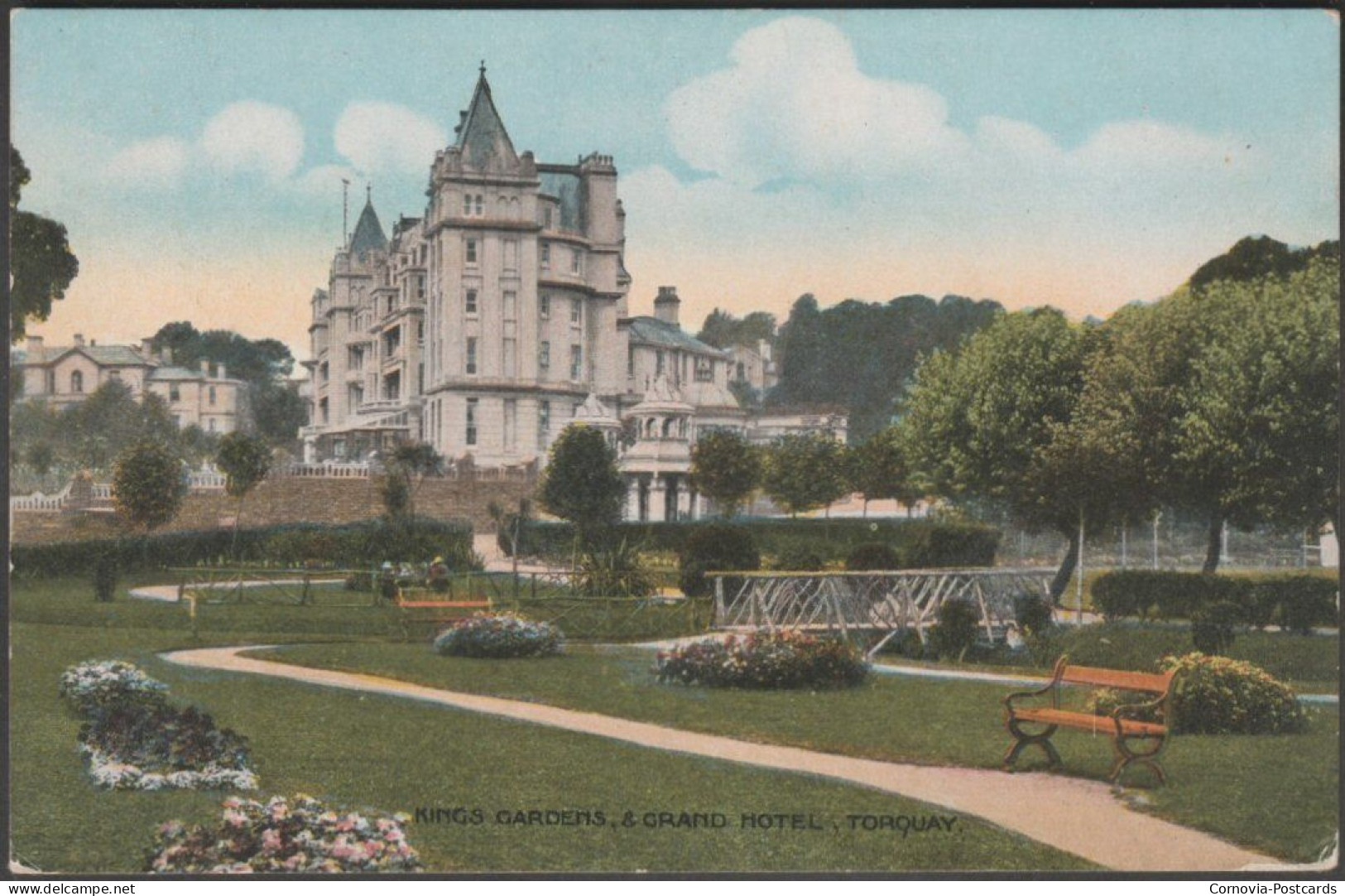 Kings Gardens & Grand Hotel, Torquay, Devon, C.1910s - ETW Dennis Postcard - Torquay