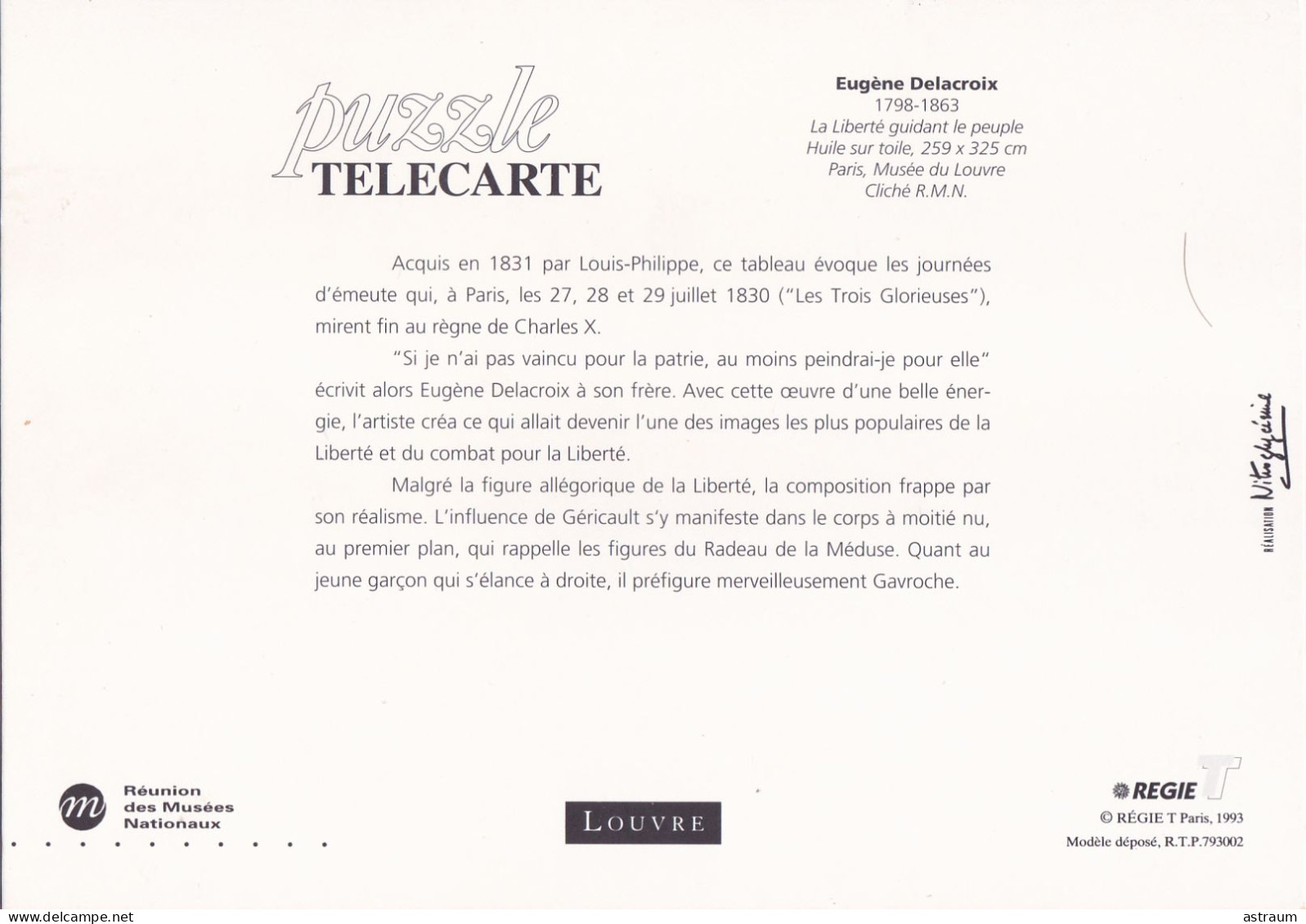 Coffret Puzzle Avec L'enveloppe En1108a NEUVE- La Liberté De Delacroix - 50u - Gem - 1994 - 50 Unità  