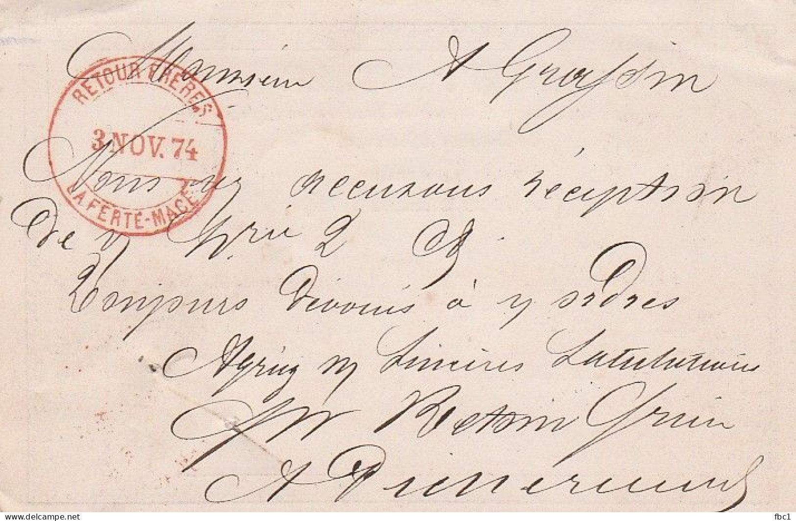 Carte Postale - Ambulant Granville à Paris Sur Cérès N°55 15C Vers Angers 1874 - Precursor Cards