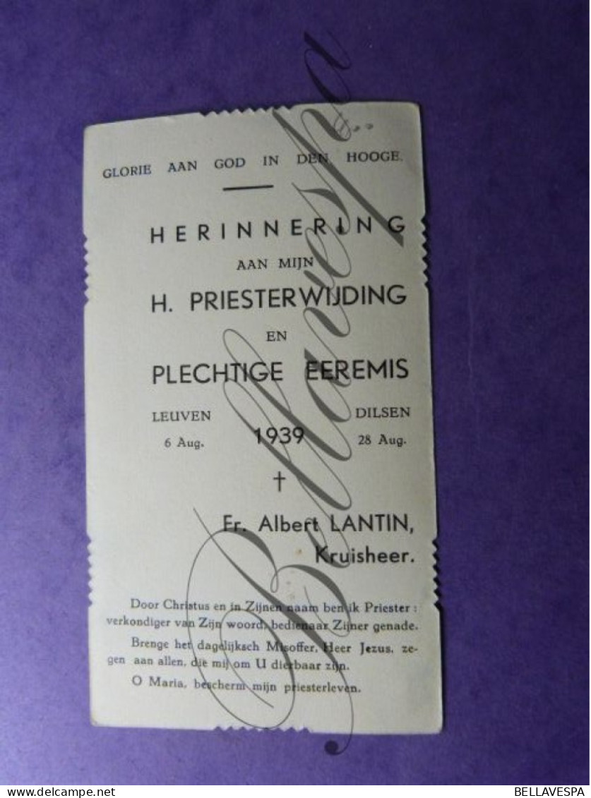 Priesterwijding Leuven Dilsen 1939 Fr. Albert LANTIN Kruisheer  Cp A91 & A66  Imprime Italy /  2 X Chromo's - Images Religieuses