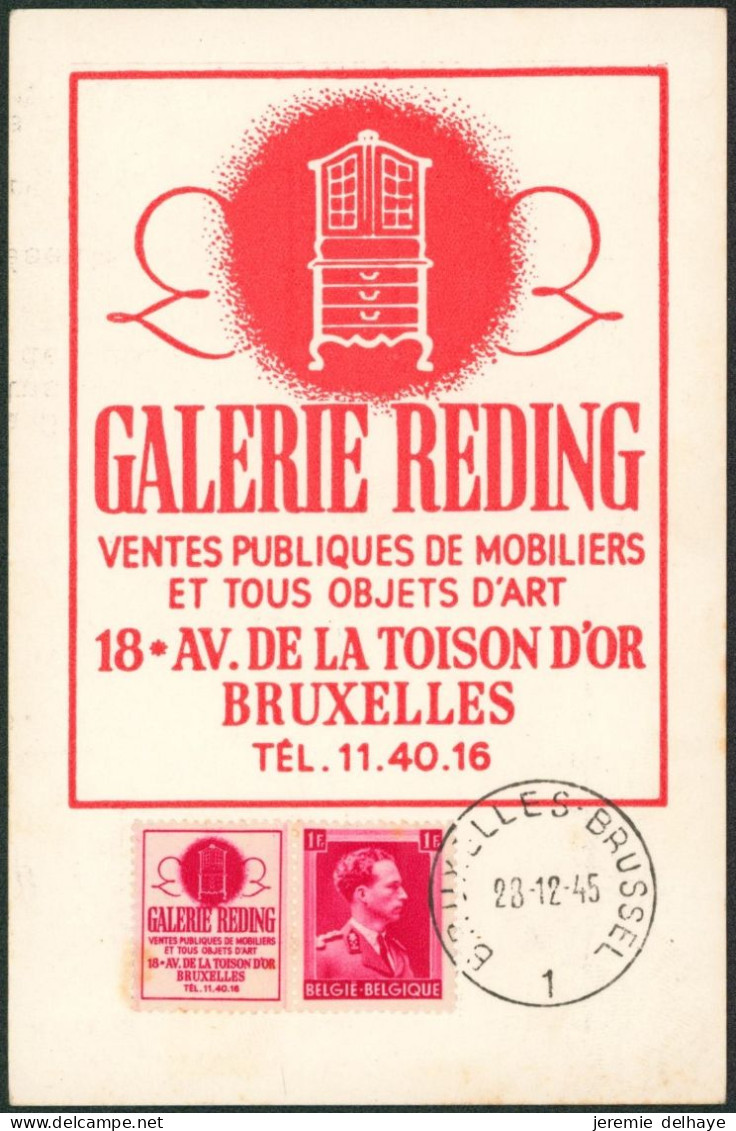 Carte-maximum (CM) - PUB Col Ouvert 1F Rouge "Galerie Reding" (PU146) - 1934-1951