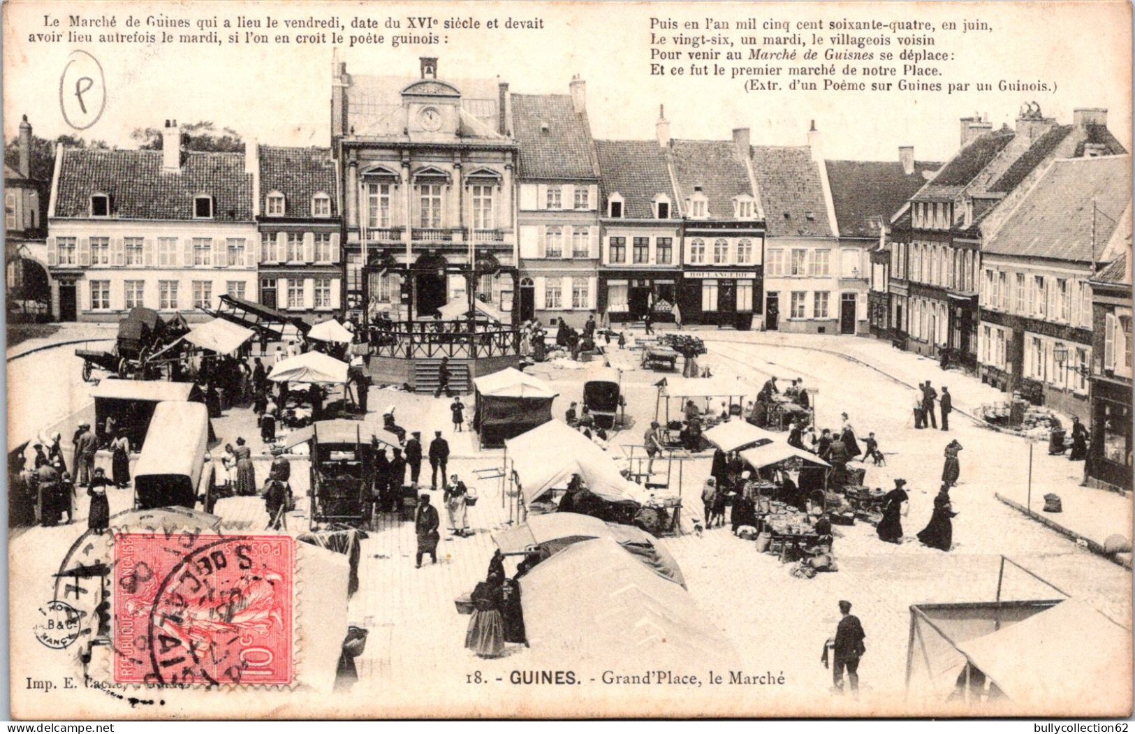 CPA  - SELECTION - GUINES  -  Grand'place, Le Marché - Guines