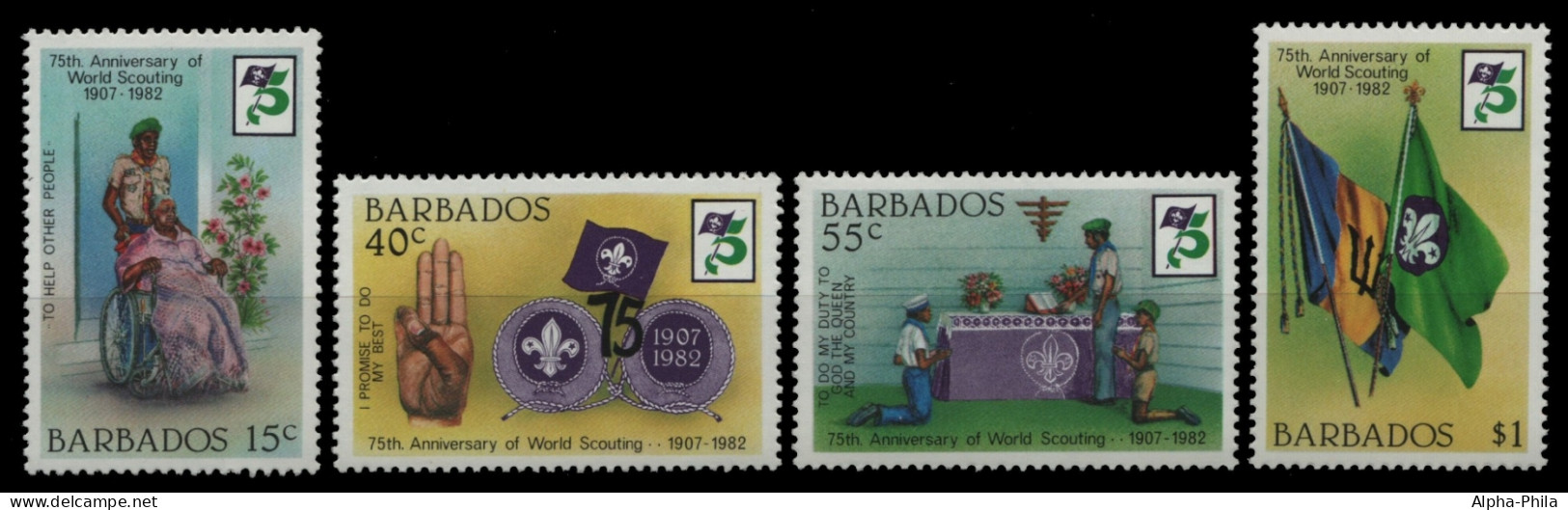 Barbados 1982 - Mi-Nr. 566-569 ** - MNH - Pfadfinder / Scouts - Barbades (1966-...)