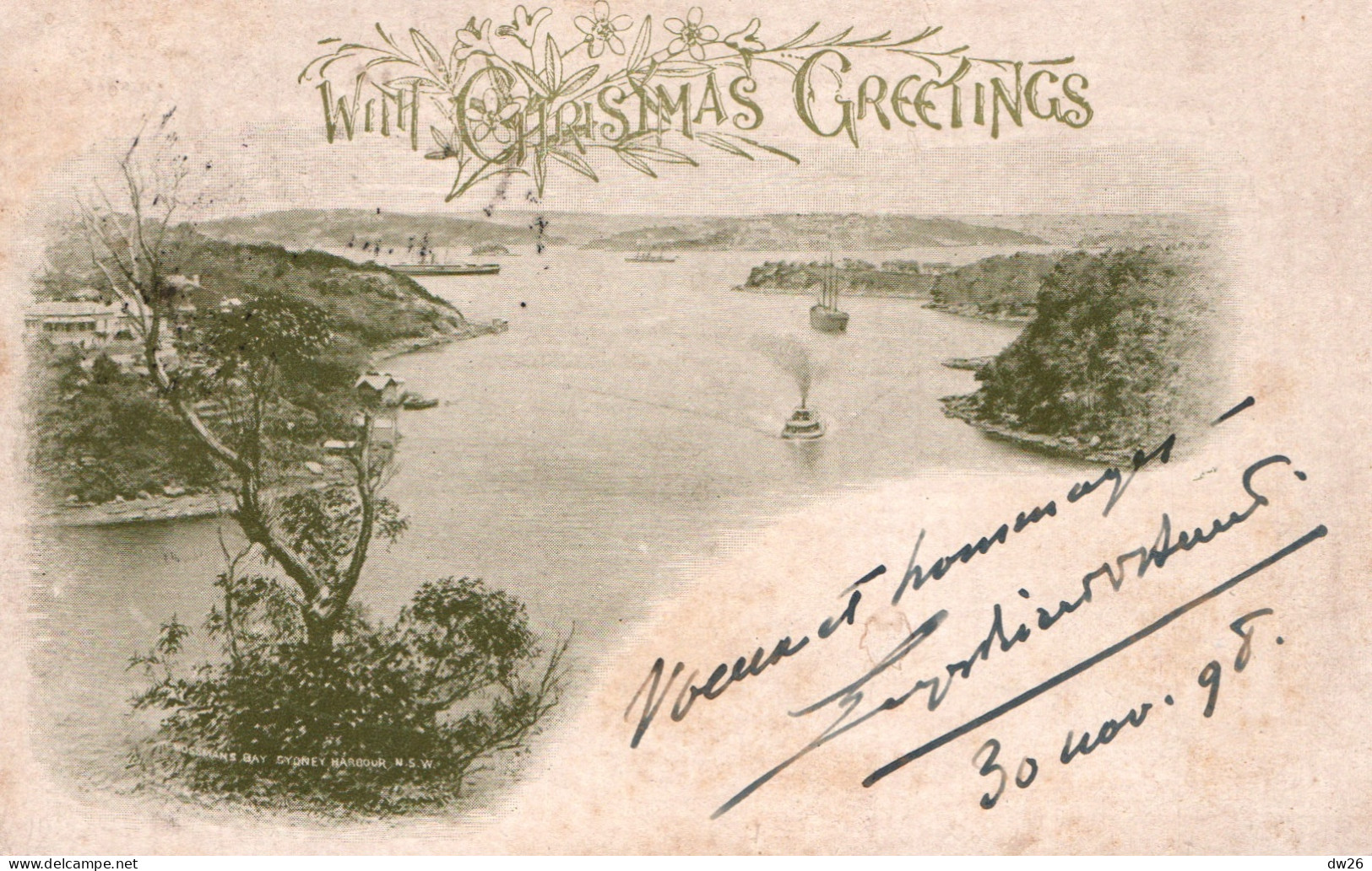 Australie (New South Wales) With Christmas Greetings - Sydney Bay, Port Jackson (?) 1898 - Sydney