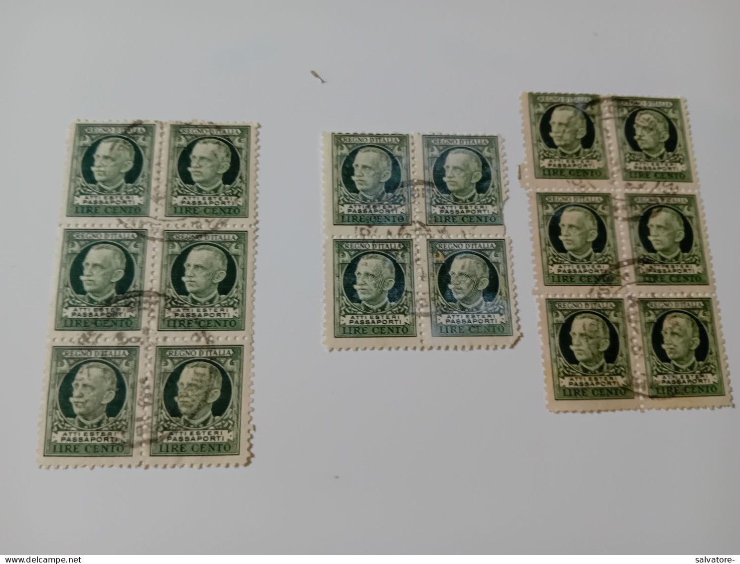 16 MARCHE DA BOLLO ATTI ESTERI PER PASSAPORTO DA LIRE 100 - Revenue Stamps