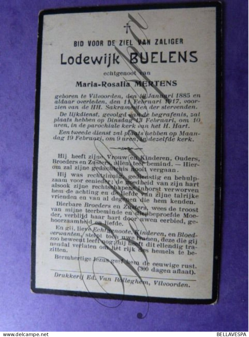 Lodewijck BUELENS Echt M. MERTENS Vilvoorde 1885 -1917 - Images Religieuses