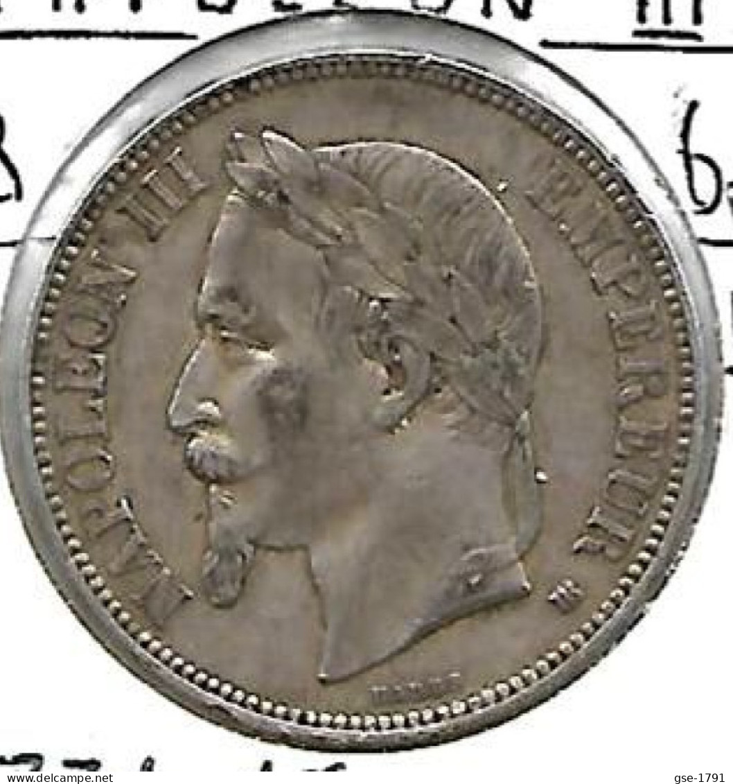 FRANCE NAPOLEON III  5 Francs Argent # 331 ,tête Laurée , 1869 BB  , TTB - 5 Francs