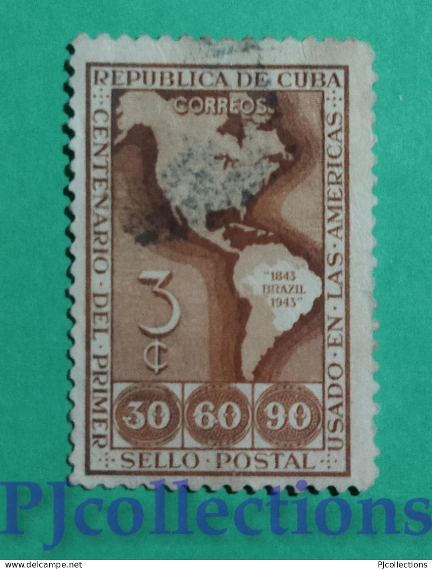 S681 - CARAIBI - CARIBBEAN 1944 MAPPA DELL'AMERICA - AMERICAS MAP 3c USATO - USED - Used Stamps