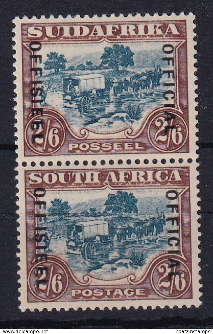 South Africa: 1930/47   Official - Ox-wagon   SG O18a    2/6d   [Wmk Upright]  MH Pair - Oficiales