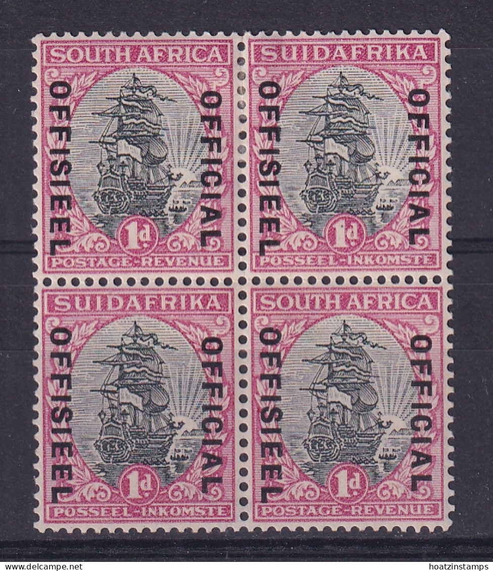 South Africa: 1930/47   Official - Ship   SG O13d?    1d   [Type II] [red Do By Pennant]  MH Block Of 4  - Officials