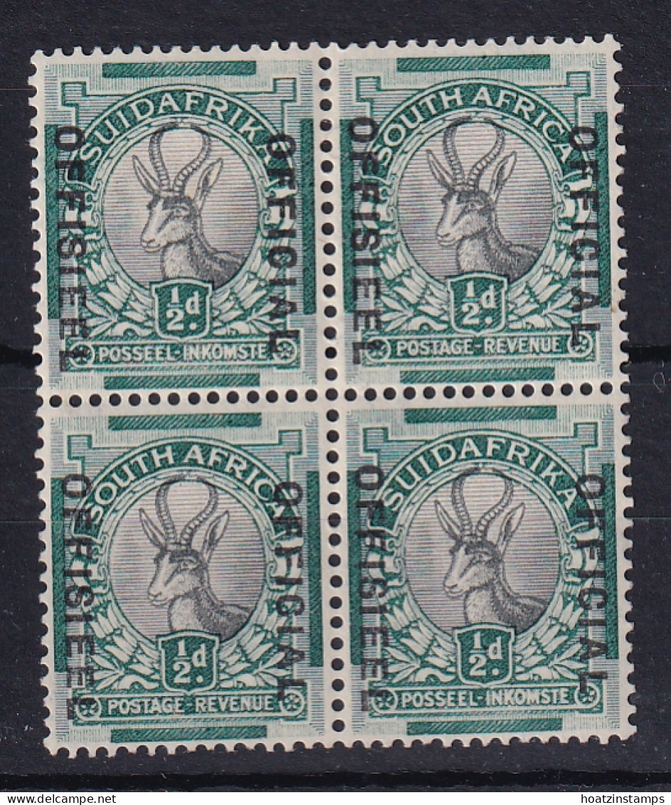 South Africa: 1930/47   Official - Springbok   SG O12    ½d    MH Block Of 4 - Service