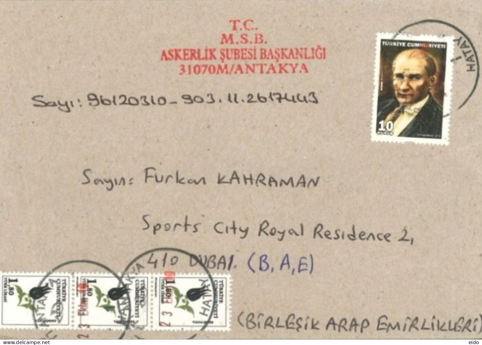 TURKEY : 2019 -  STAMPS COVER TO DUBAI. - Lettres & Documents