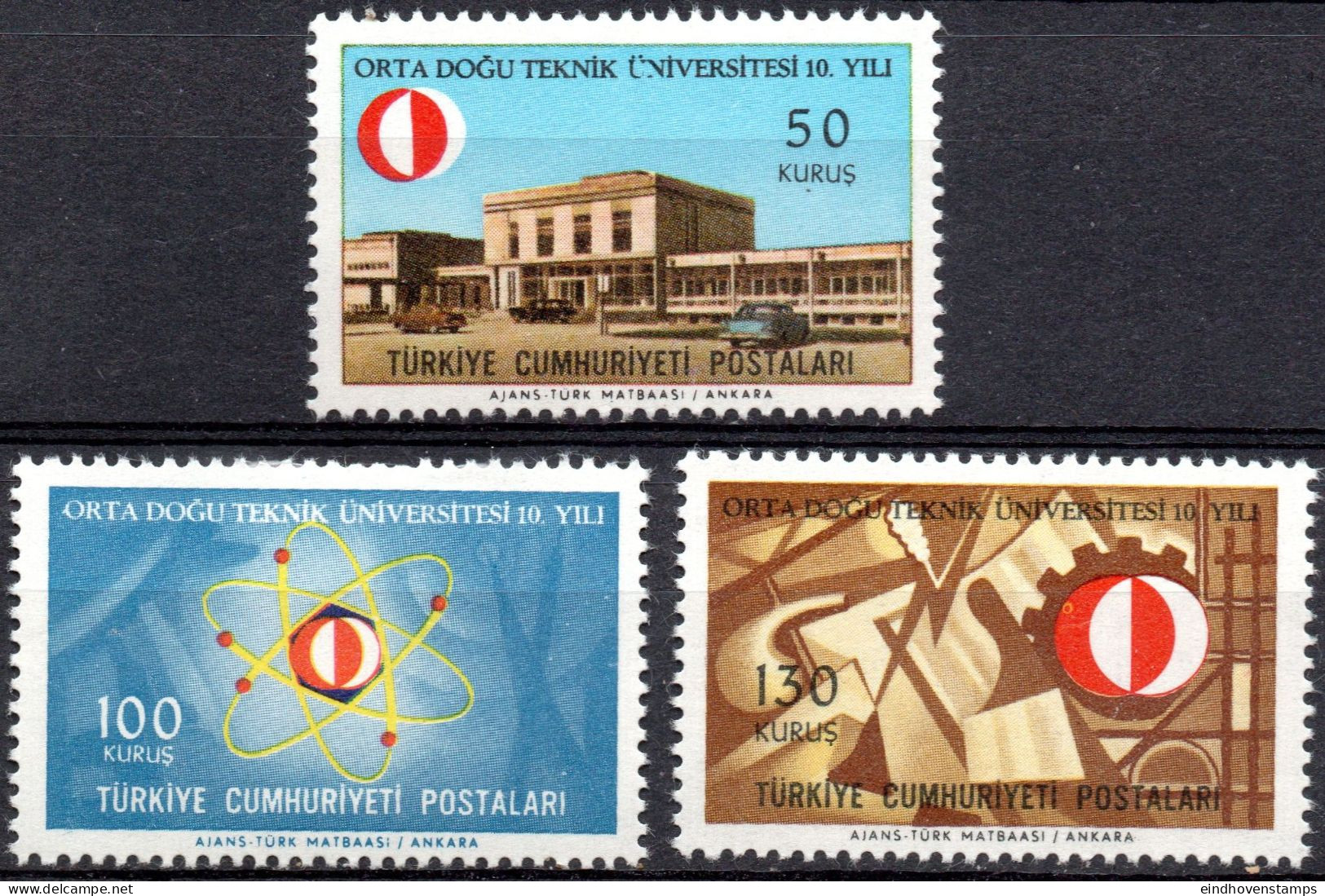 Turkey 1966 Tech. Univeristy 10 Year 3 Values MNH TR 66-15 - Unused Stamps