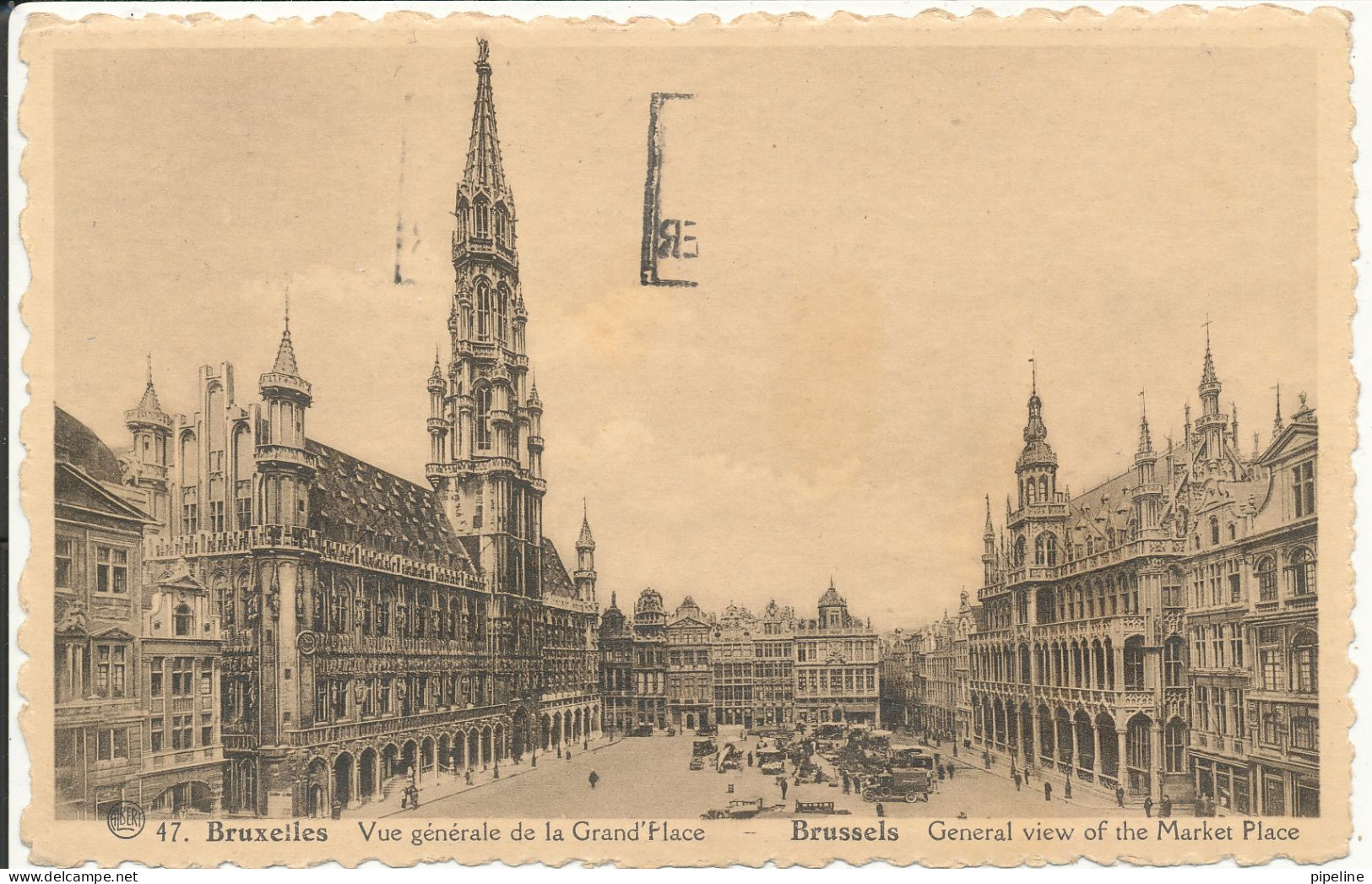 Belgium Postcard Sent To France Bruxelles 14-9-1938 General View Of The Market Place - Panoramische Zichten, Meerdere Zichten