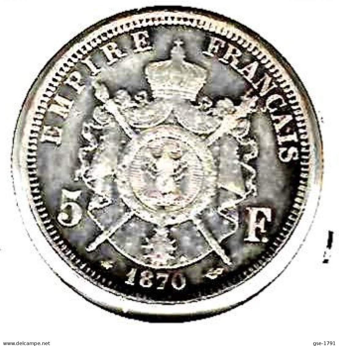 FRANCE NAPOLEON III  5 Francs Argent # 331 ,tête Laurée , 1870 A  , TB - 5 Francs