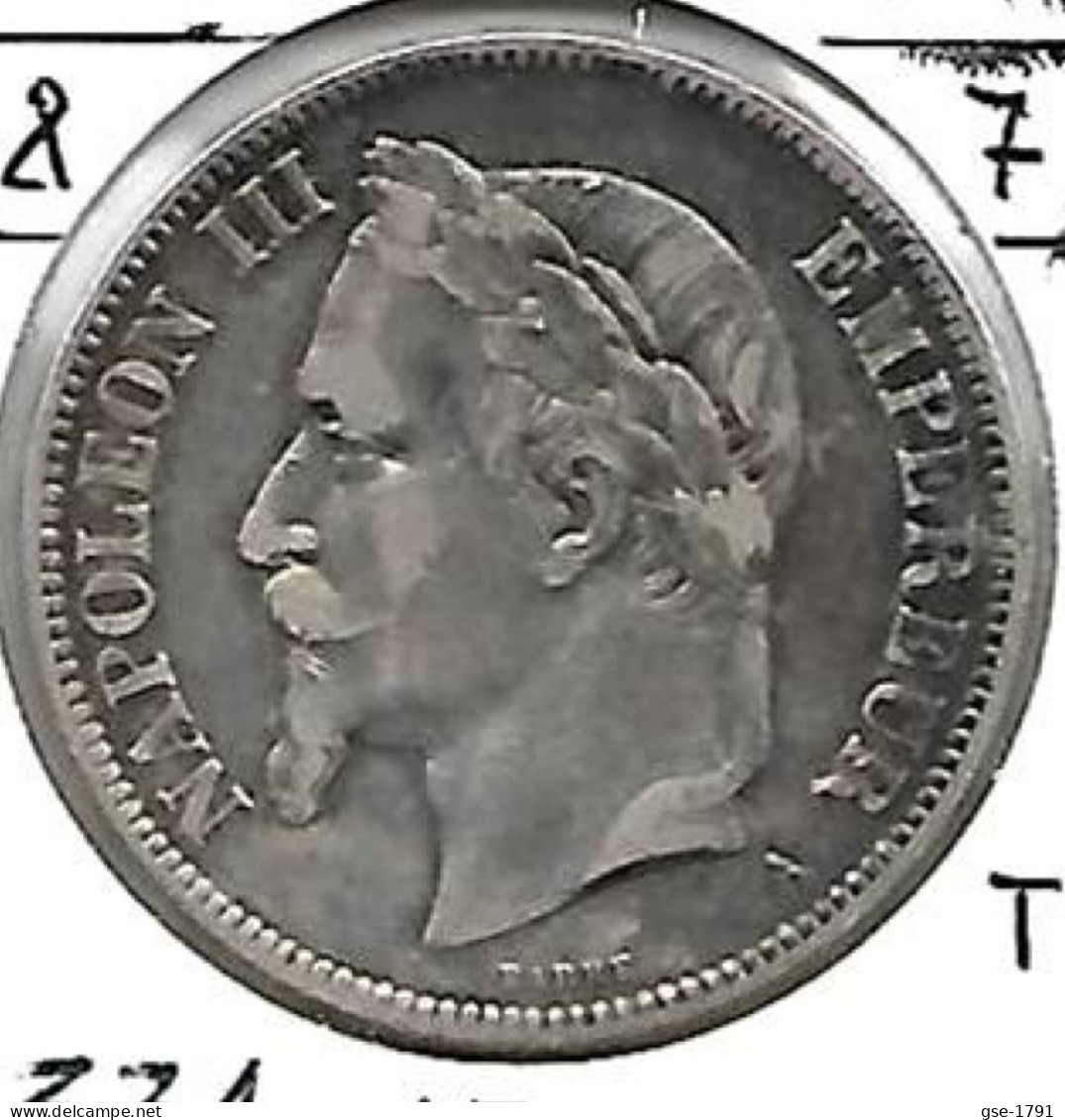 FRANCE NAPOLEON III  5 Francs Argent # 331 ,tête Laurée , 1870 A  , TB - 5 Francs