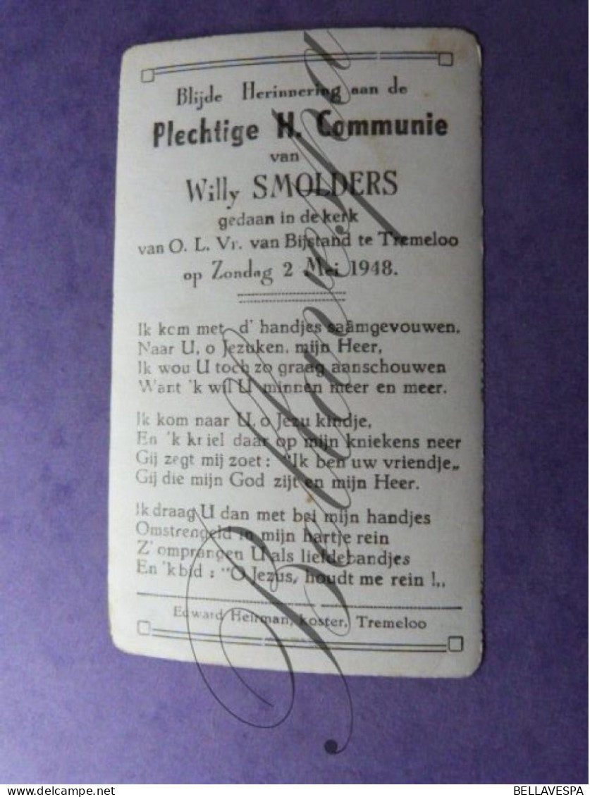 Willy SMOLDERS Tremelo 1948 /2 Stuks - Kommunion Und Konfirmazion