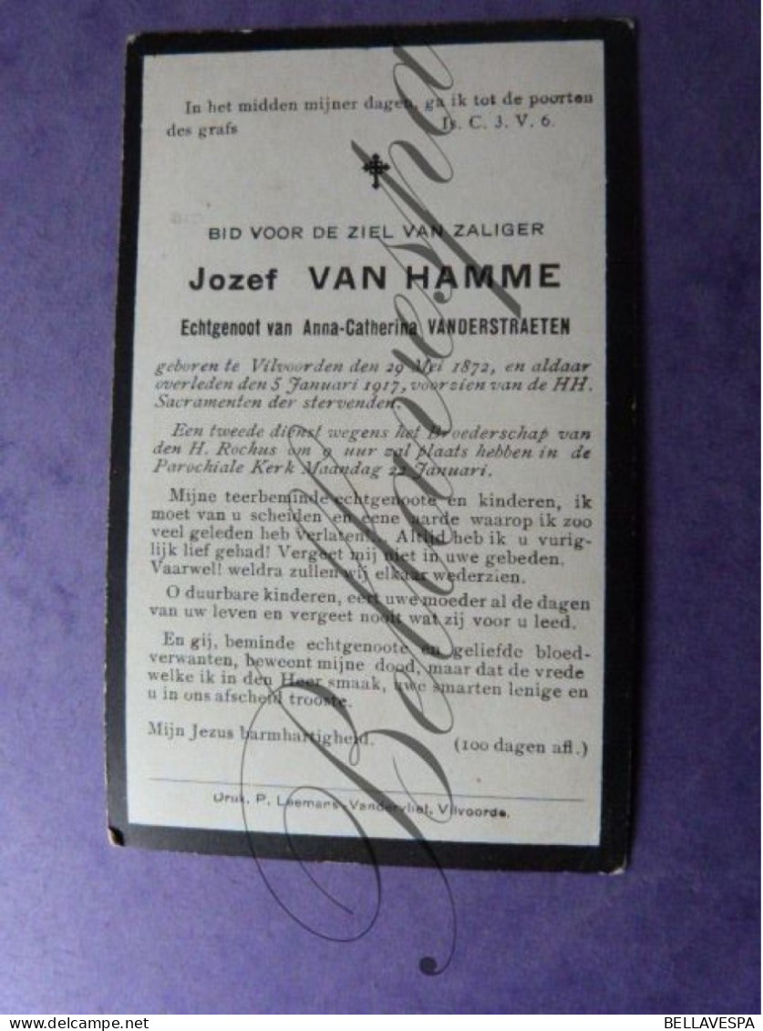 Jozef VAN HAMME Echt A. VARDERSTRAETEN Vilvoorde 1872- 1917 - Kommunion Und Konfirmazion