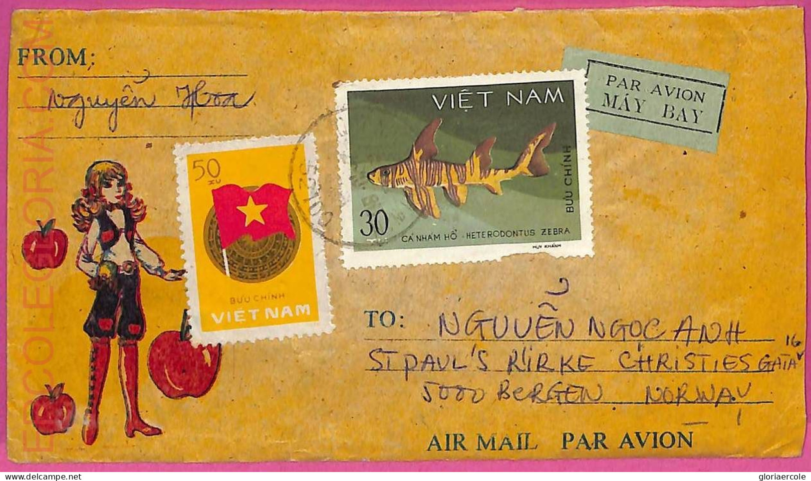 Ag1537 - VIETNAM - Postal History - Air Mail COVER To NORWAY 1980 - Viêt-Nam