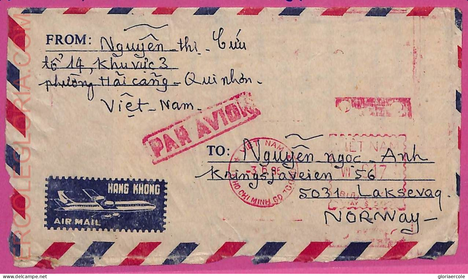 Ag1536 - VIETNAM - Postal History - Air Mail COVER To NORWAY 1985 - Viêt-Nam