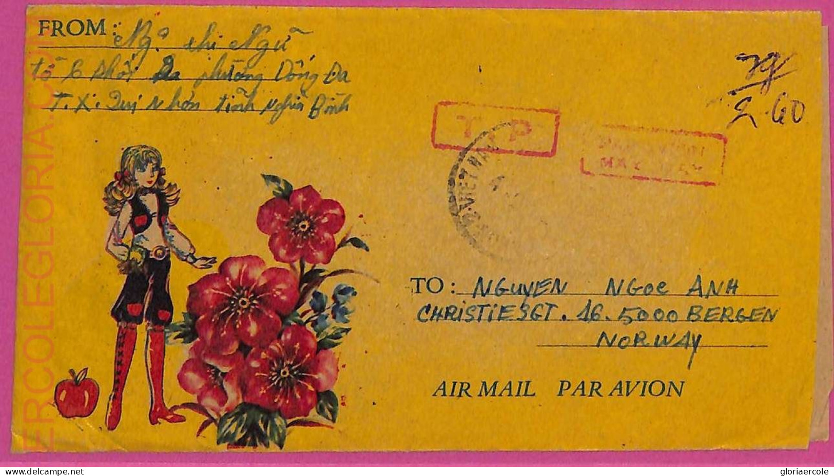 Ag1535 - VIETNAM - Postal History - Air Mail COVER To NORWAY 1980's - Viêt-Nam