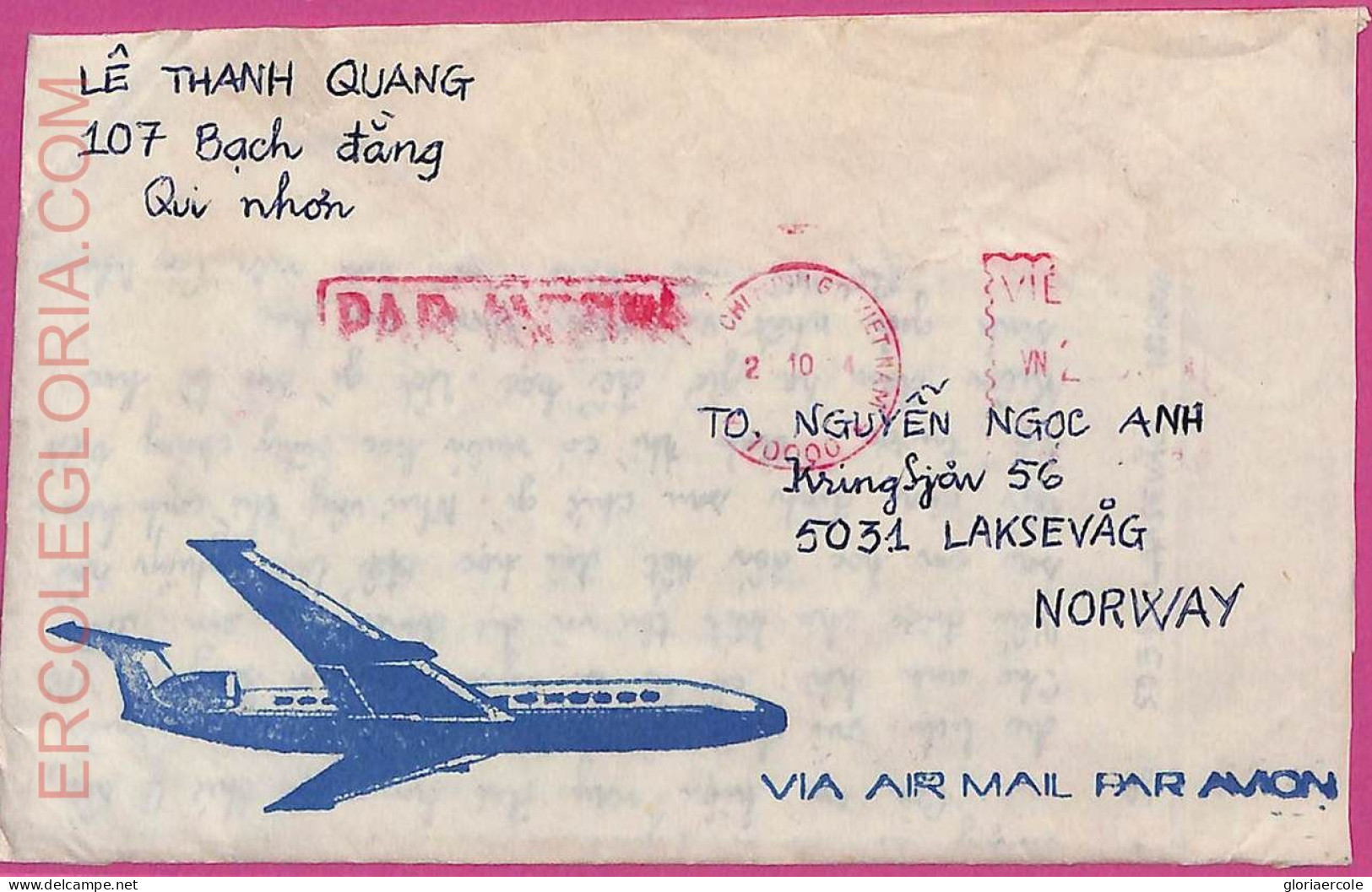 Ag1530 - VIETNAM - Postal History - Air Mail COVER To NORWAY 1984 - Viêt-Nam