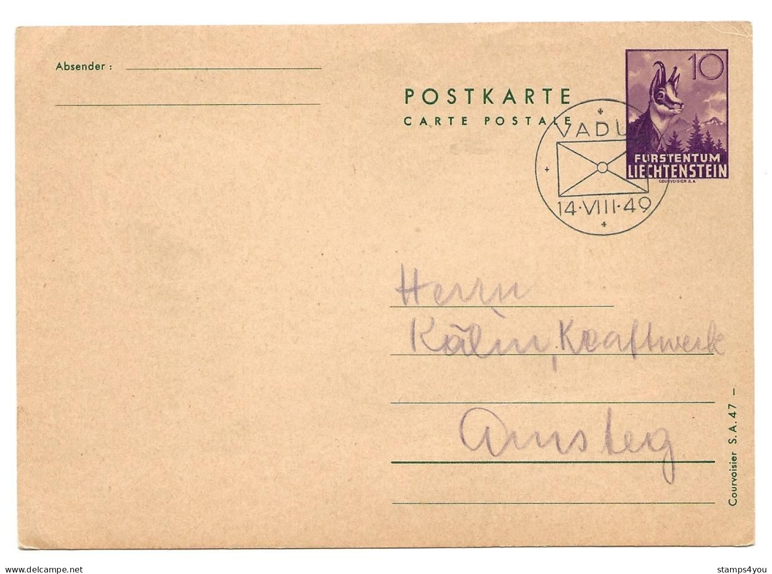 6 - 82 - Entier Psotal Avec Cachet Illustré Vaduz 1940 - Entiers Postaux