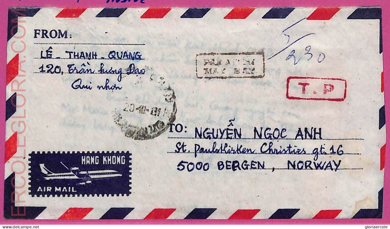 Ag1543 - VIETNAM - Postal History - Air Mail COVER To NORWAY 1981 - T.P. - Viêt-Nam