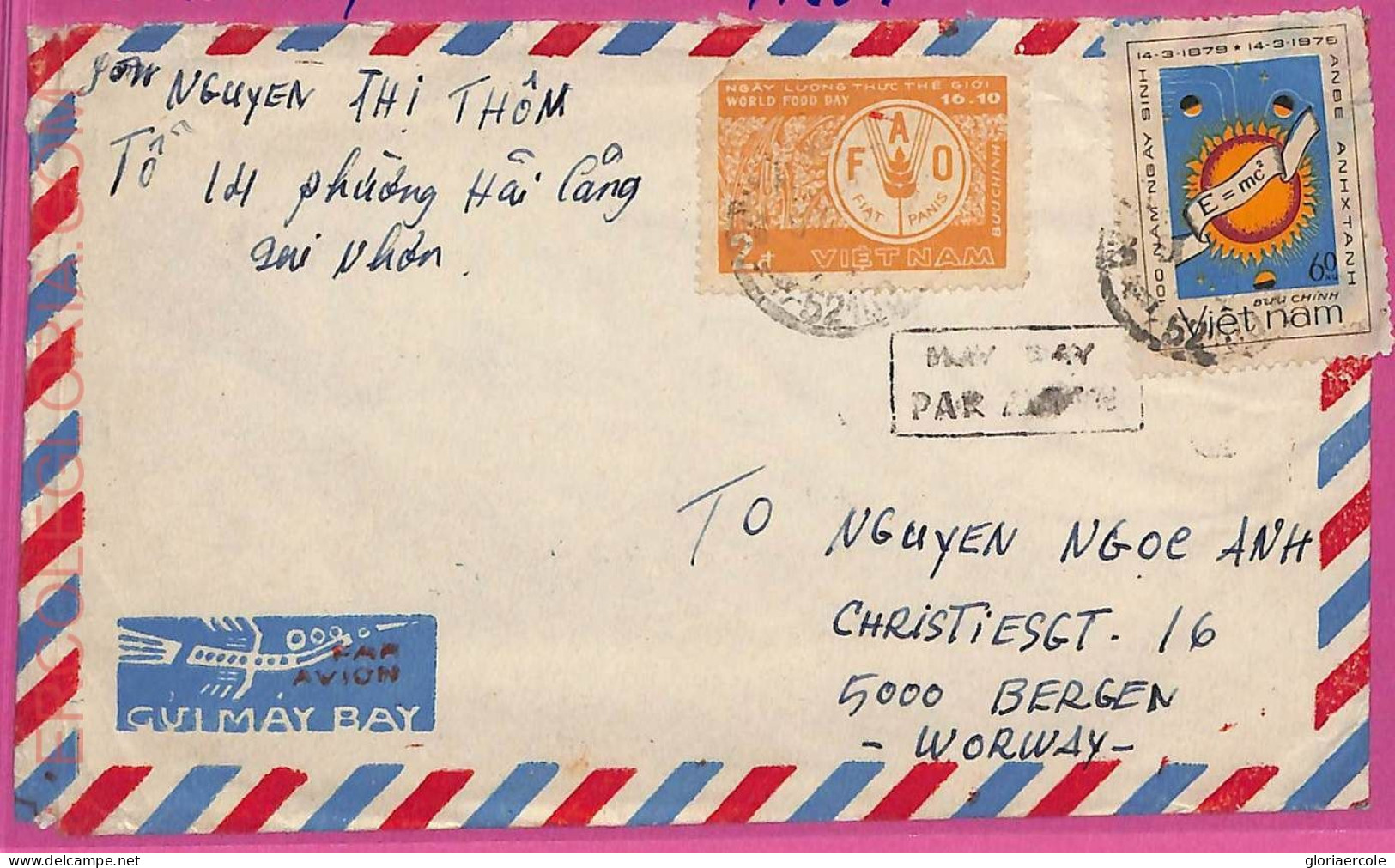 Ag1540 - VIETNAM - Postal History - Air Mail COVER To NORWAY 1980  Einstein - Viêt-Nam