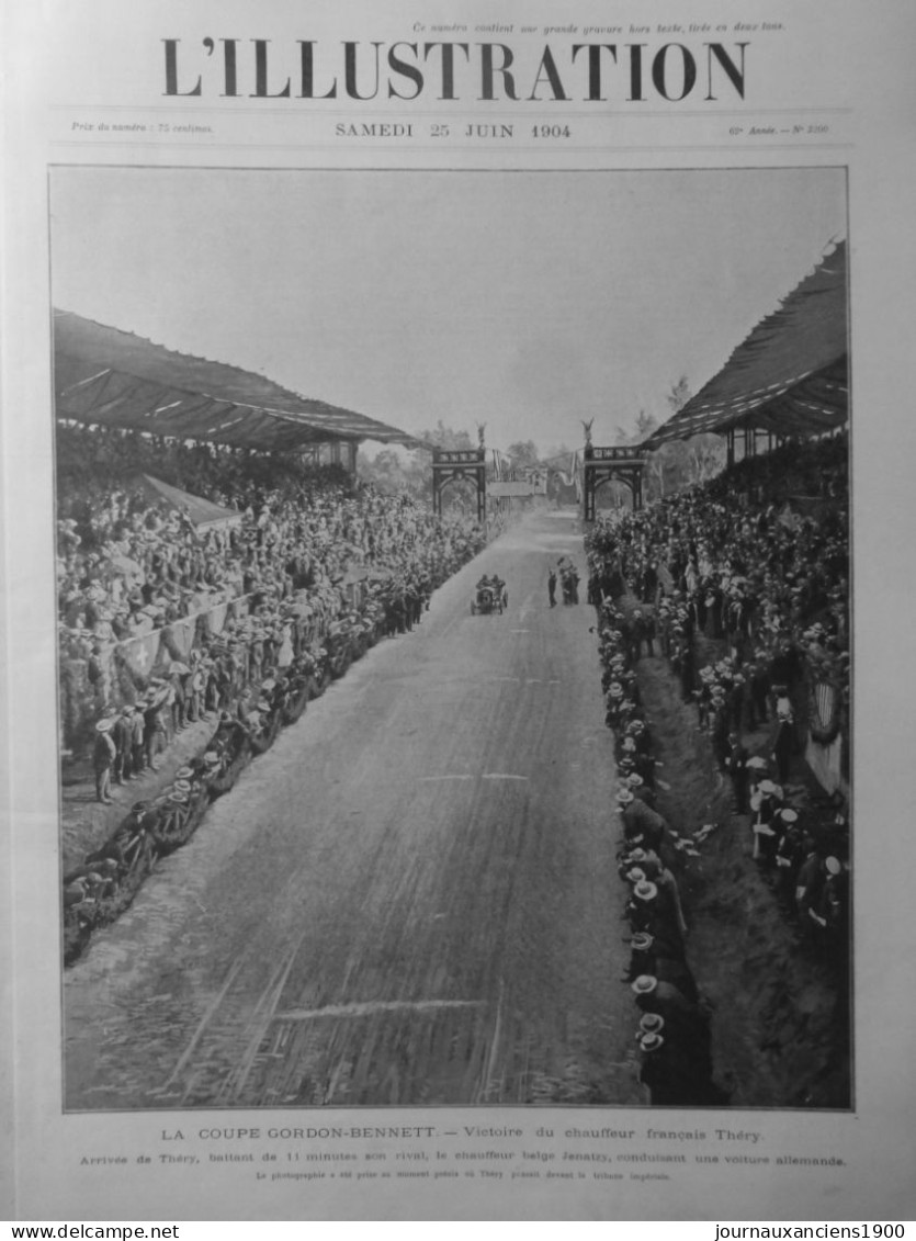 1904 VOITURE COURSE GORDON BENNETT THERY 5 JOURNAUX ANCIENS - Non Classés