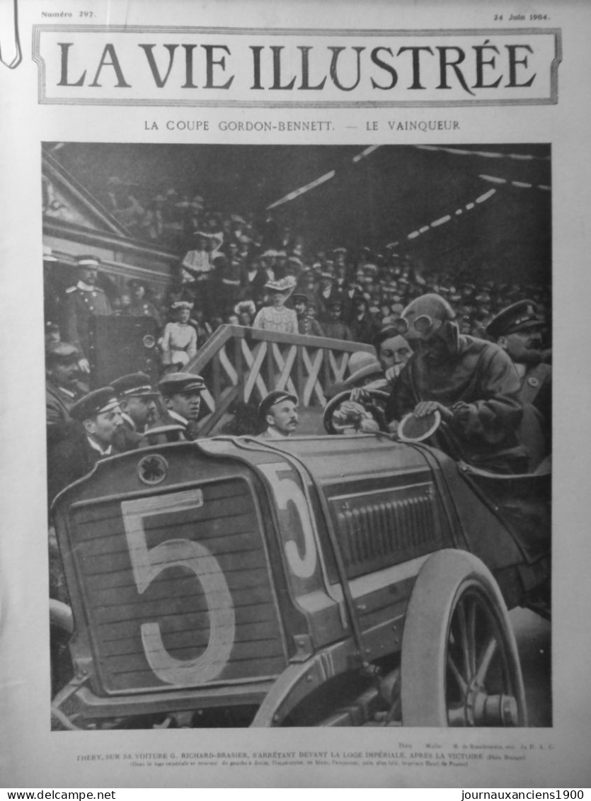 1904 VOITURE COURSE GORDON BENNETT THERY 5 JOURNAUX ANCIENS - Unclassified