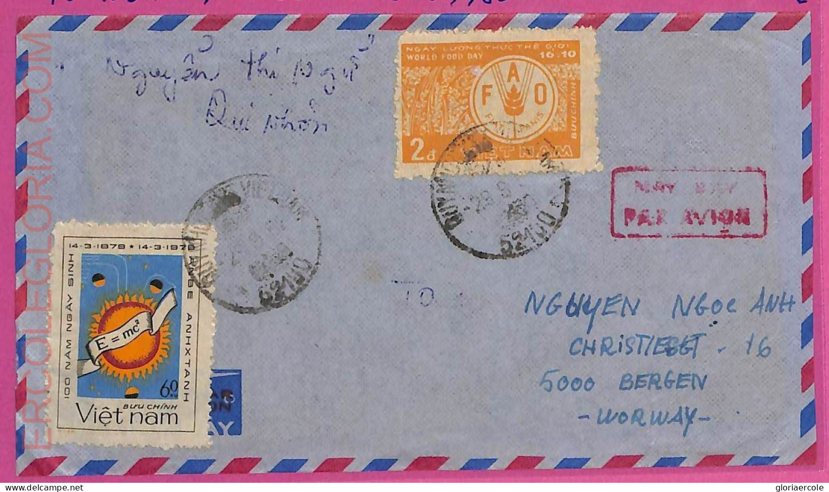 Ag1541 - VIETNAM - Postal History - Air Mail COVER To NORWAY 1982 Einstein - Viêt-Nam