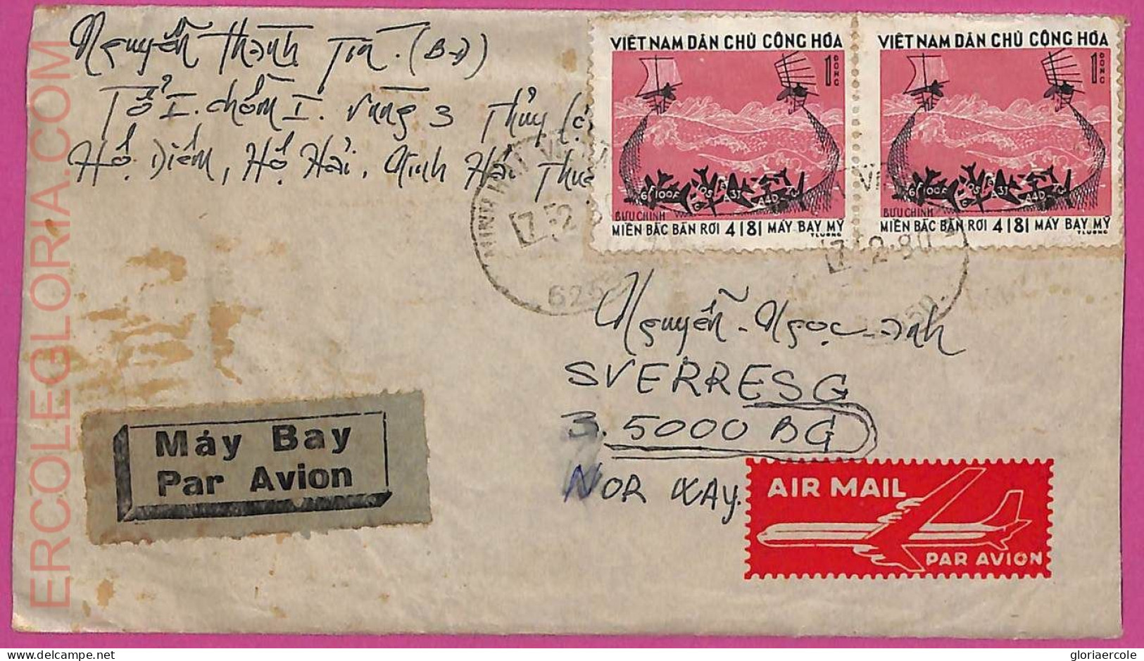 Ag1542 - VIETNAM - Postal History - Air Mail COVER To NORWAY 1980 - Viêt-Nam