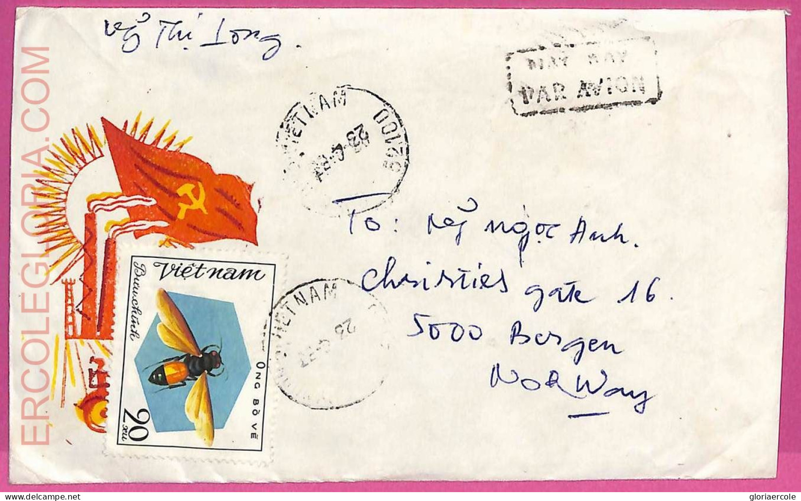 Ag1545 - VIETNAM - Postal History -  COVER To NORWAY 1983 - BEES - Viêt-Nam