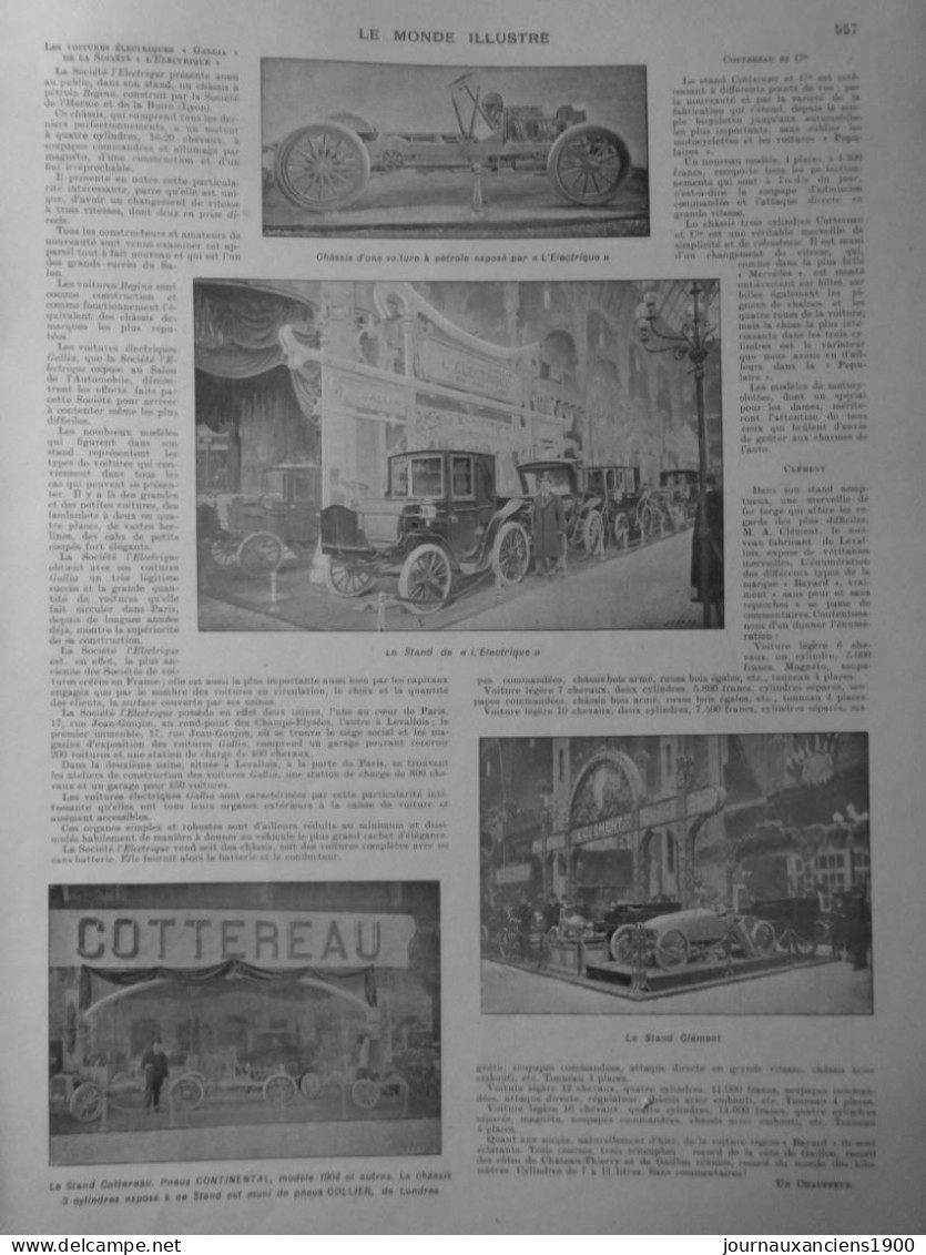 1904 1905 VOITURE ELECTRIQUE KRIEGER COTTEREAU CLEMENT 14 JOURNAUX ANCIENS