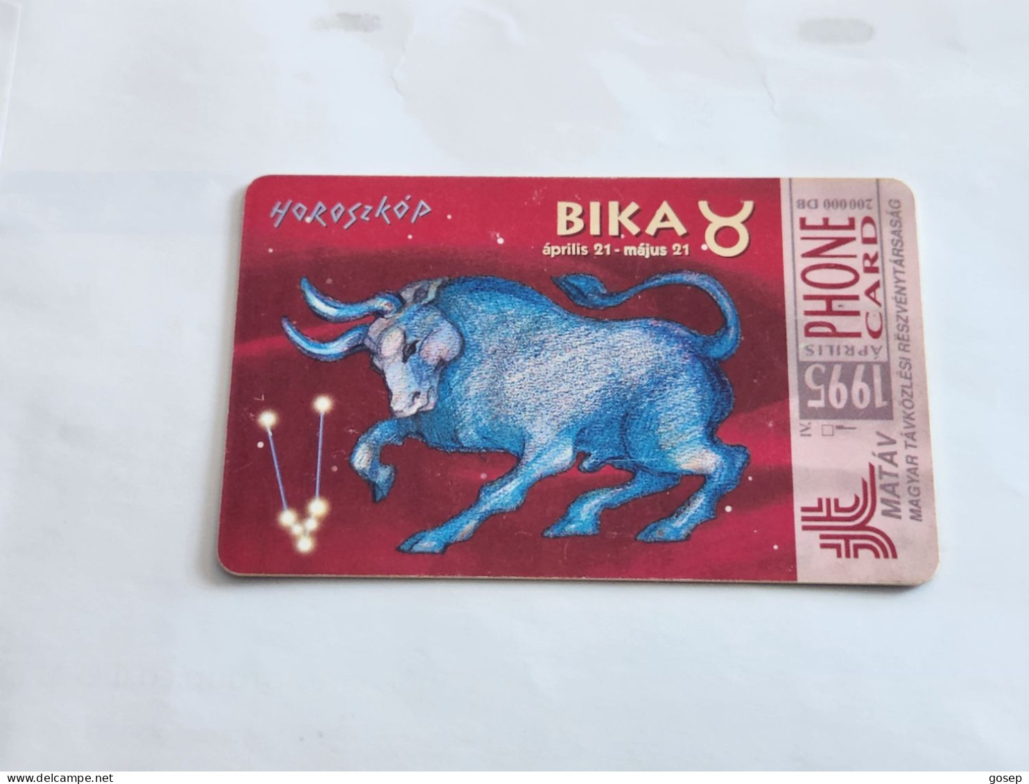 HUNGARY-(HU-P-1995-12A)-HOROSKOP-BIKA-(130)(50units)(1995)(tirage-200.000)-USED CARD+1card Prepiad Free - Ungarn