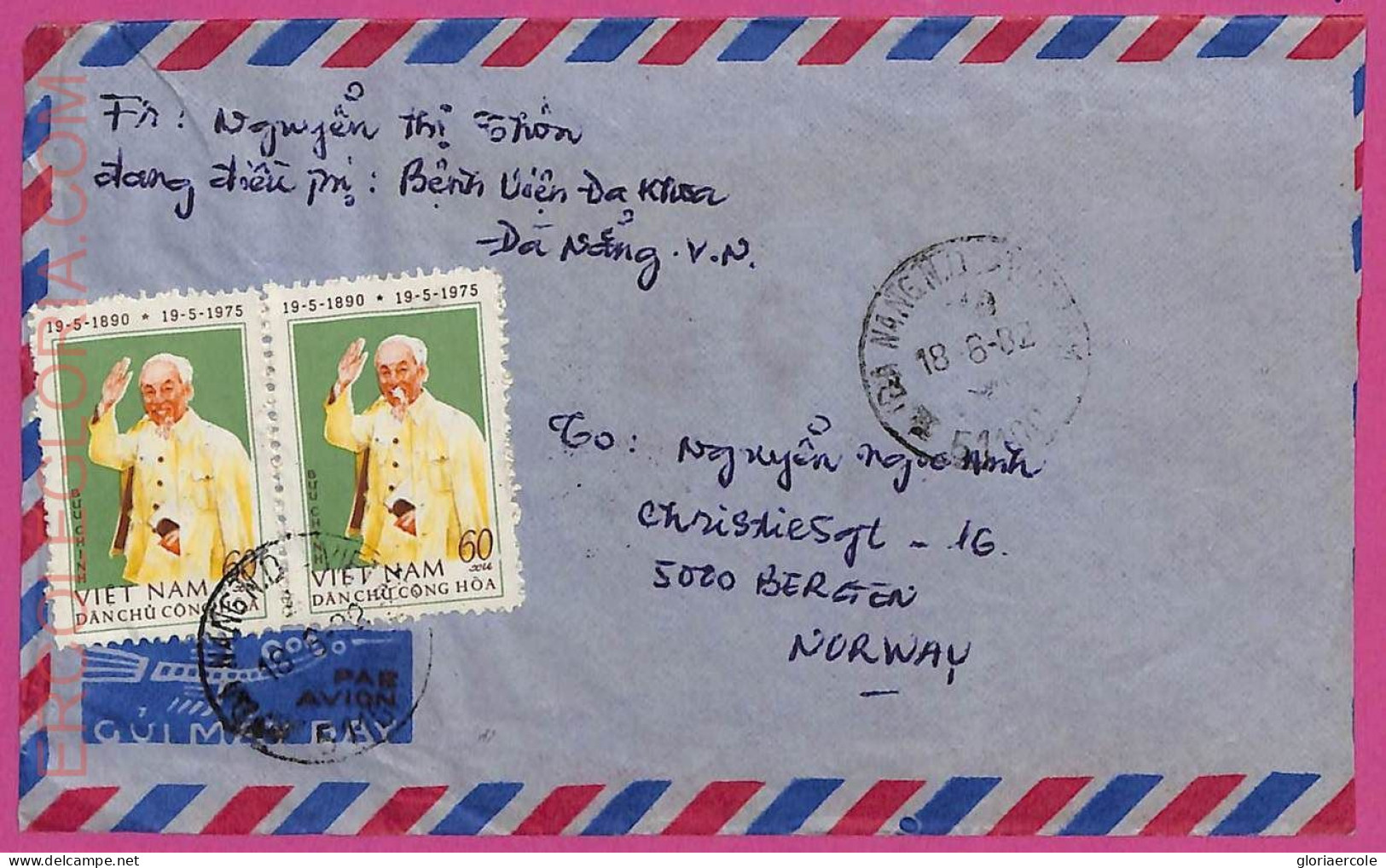 Ag1549 - VIETNAM - Postal History - Air Mail COVER To NORWAY 1982 - Viêt-Nam