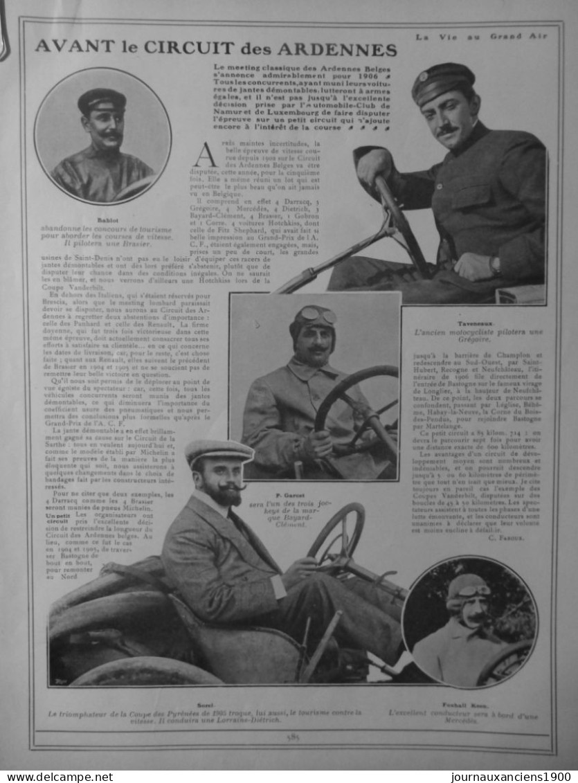 1903 1906 VOITURE AUTOMOBILE COURSE DES ARDENNES 6 JOURNAUX ANCIENS - Ohne Zuordnung