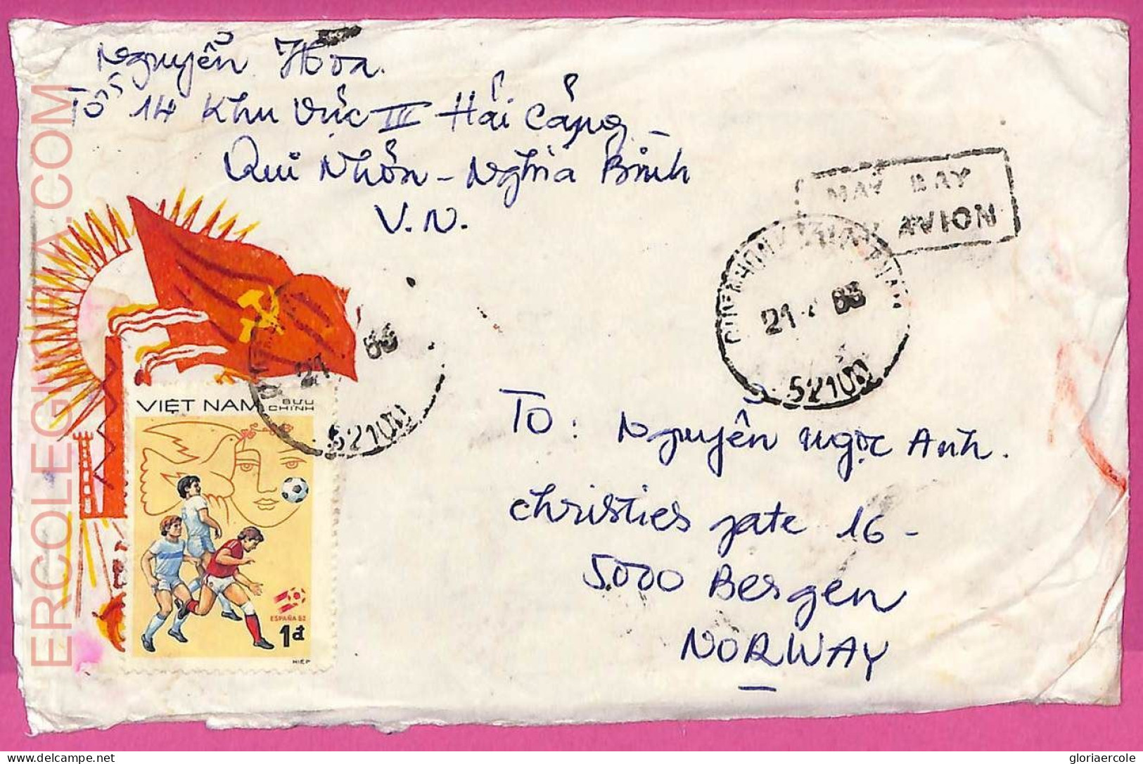 Ag1554 - VIETNAM - Postal History -  COVER To NORWAY 1983 FOOTBALL Picasso - Viêt-Nam